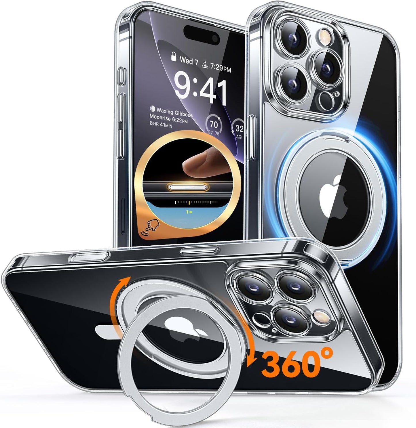 CANSHN 360° Spin Magnetic Stand for Iphone 17 Pro Max Case with Camera Control [Full Camera Protection] [Compatible with Magsafe] Translucent Matte Shockproof Protective Phone Cover 6.9" -Deep Purple