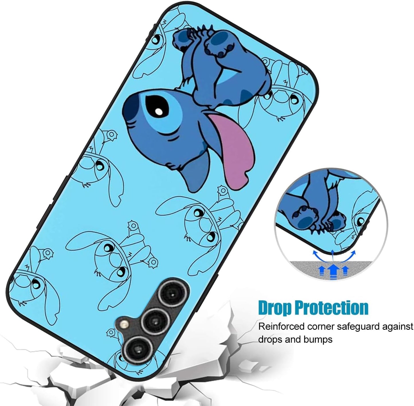2 Pack Cute Funny Cartoon Phone Case for Samsung Galaxy S23 FE 5G Slim Soft TPU Full Protective Shockproof Anime Case for Kids Adults Women Men for Samsung Galaxy S23 FE 5G(Blue)