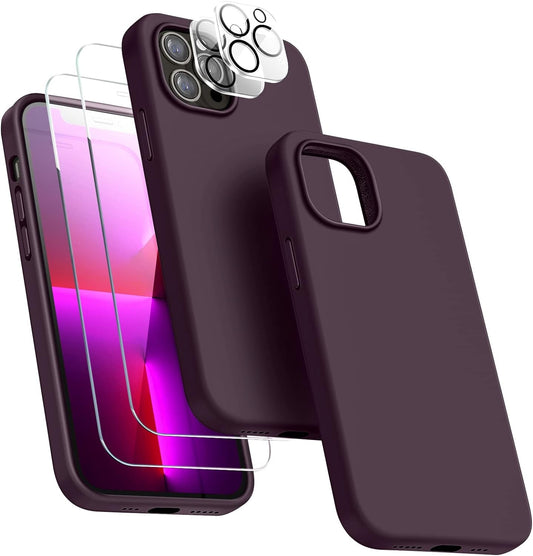Dssairo [5 in 1 for Iphone 13 Pro Case, with 2 Pack Screen Protector + 2 Pack Camera Lens Protector, Liquid Silicone Slim Shockproof Protective Phone Case [Microfiber Lining] 6.1 (Dark Purple)…………  Dssairo   