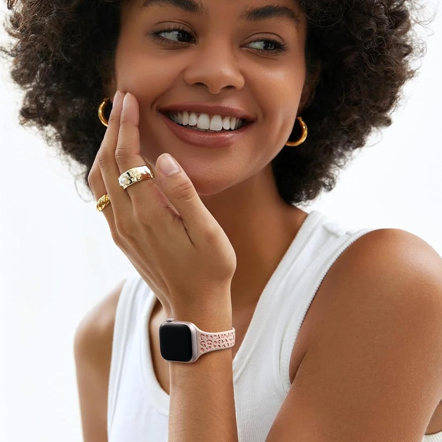 Daqin Slim Leopard Engraved Band Compatible with Apple Watch Bands 40Mm 38Mm 41Mm 44Mm 45Mm 42Mm Women, Soft Silicone Feminie Cheetah Thin Sport Wristbands for Iwatch Bands Series 9 8 7 6 5 4 3 2 1 SE