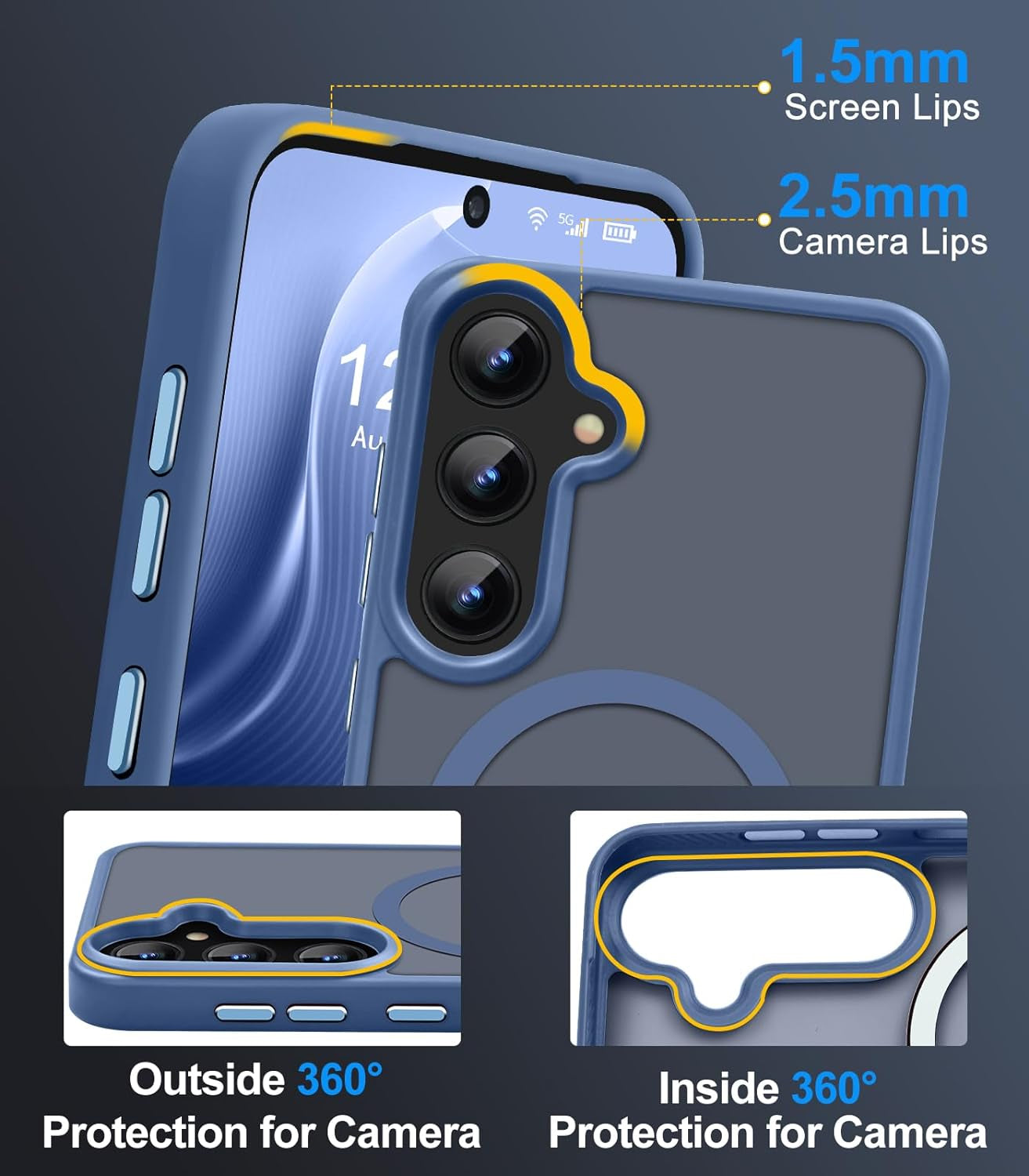 Advanced Magnetic for Samsung Galaxy S22 plus Case Slim Protective [Mil-Grade Drop Tested & Compatible for Magsafe] Translucent Matte PC Back TPU Frame Thin Shockproof Case S22 Plus-Lavender Blue