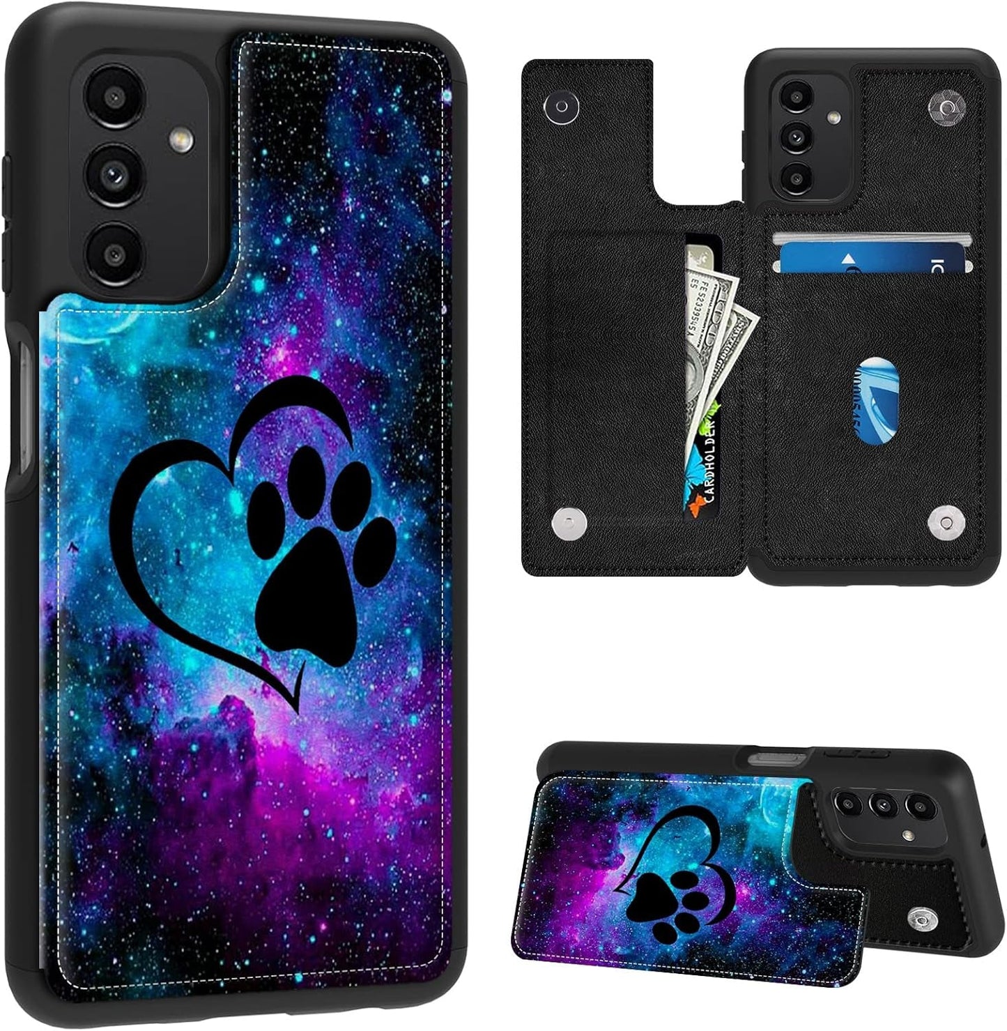 Case for Samsung Galaxy A14 5G Wallet Phone Case with Card Holder,Pu Leather Kickstand Card Slot Cover for Women Men (Dual Magnetic Clasp+Rfid Blocking)-Bald Eagle with Flag