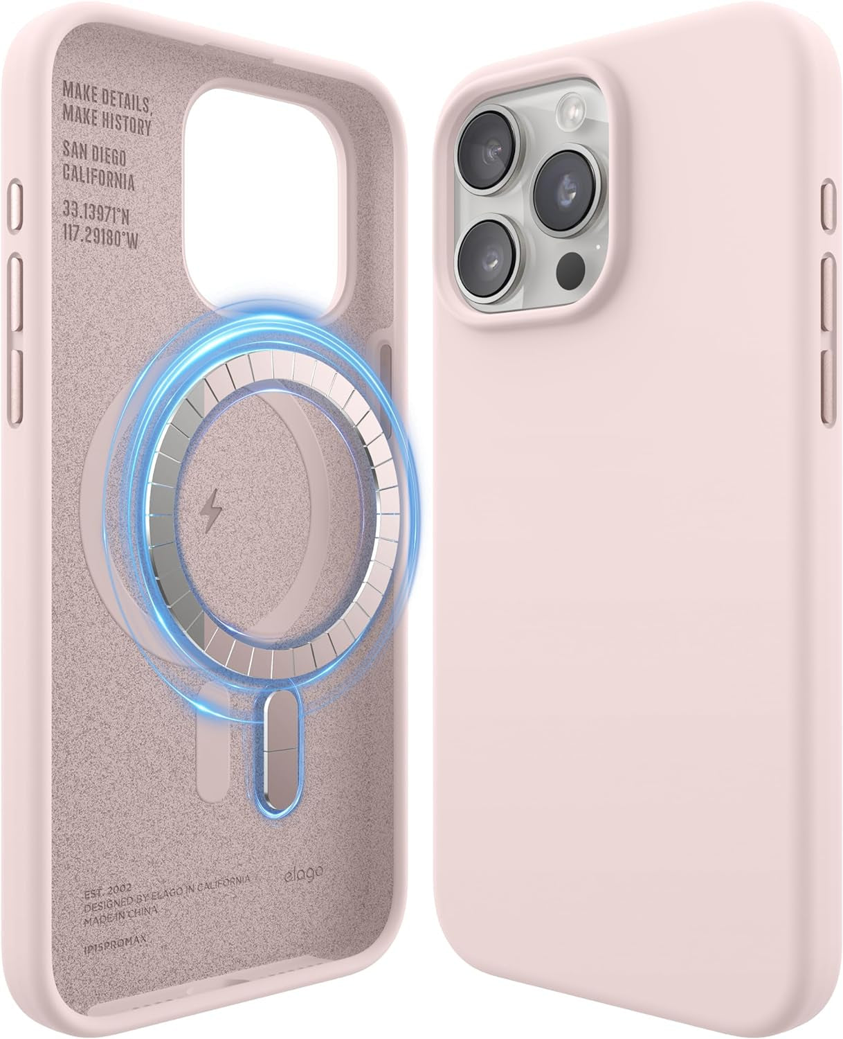 Elago Magnetic Silicone Case Compatible with Iphone 15 Pro Case 6.1 Inch Compatible with All Magsafe Accessories - Built-In Magnets, Soft Grip Silicone, Shockproof (Brown)  elago Lovely Pink Iphone 15 Pro Max 
