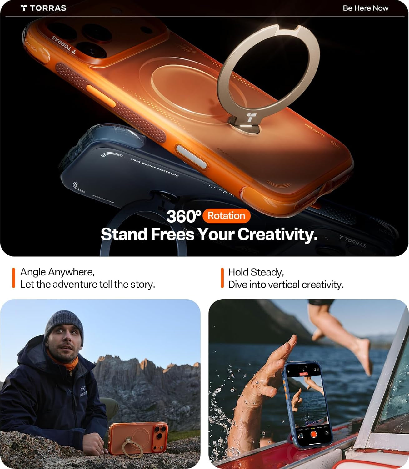 TORRAS Ostand Q3 Air for Iphone 17 Pro Max Case with 360 Magnetic Stand, Fit for Magsafe, Mil-Grade Drop Tested, Camera Control Button, Shockproof Phone Case for Iphone 17 Pro Max 6.9", Midnight Blue