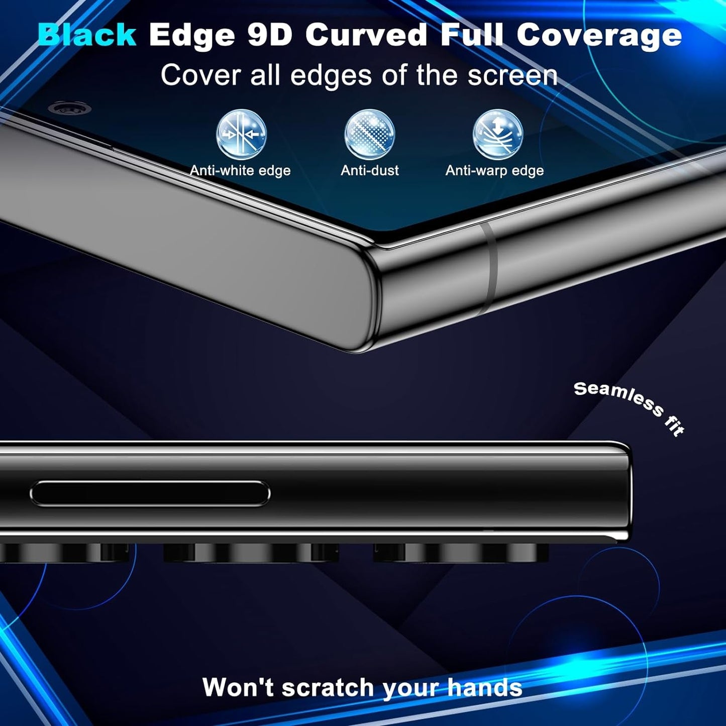 2 Pack for Samsung Galaxy S24 Ultra Privacy Screen Protector Tempered Glass, Anti-Spy, Fingerprint Unlocking, Full Coverage, S24 Ultra Accessories, Case Friendly, Easy Installation