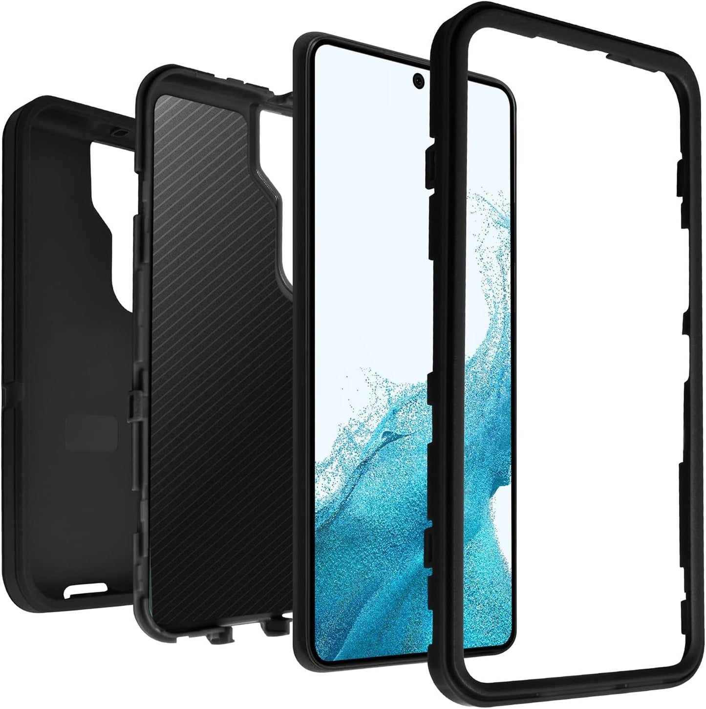 Galaxy S22 Case, Drop Protection Rugged Heavy Duty Case, Water-Resistance Shockproof Dustproof Military Grade Tough Durable Protective Cover for Samsung Black