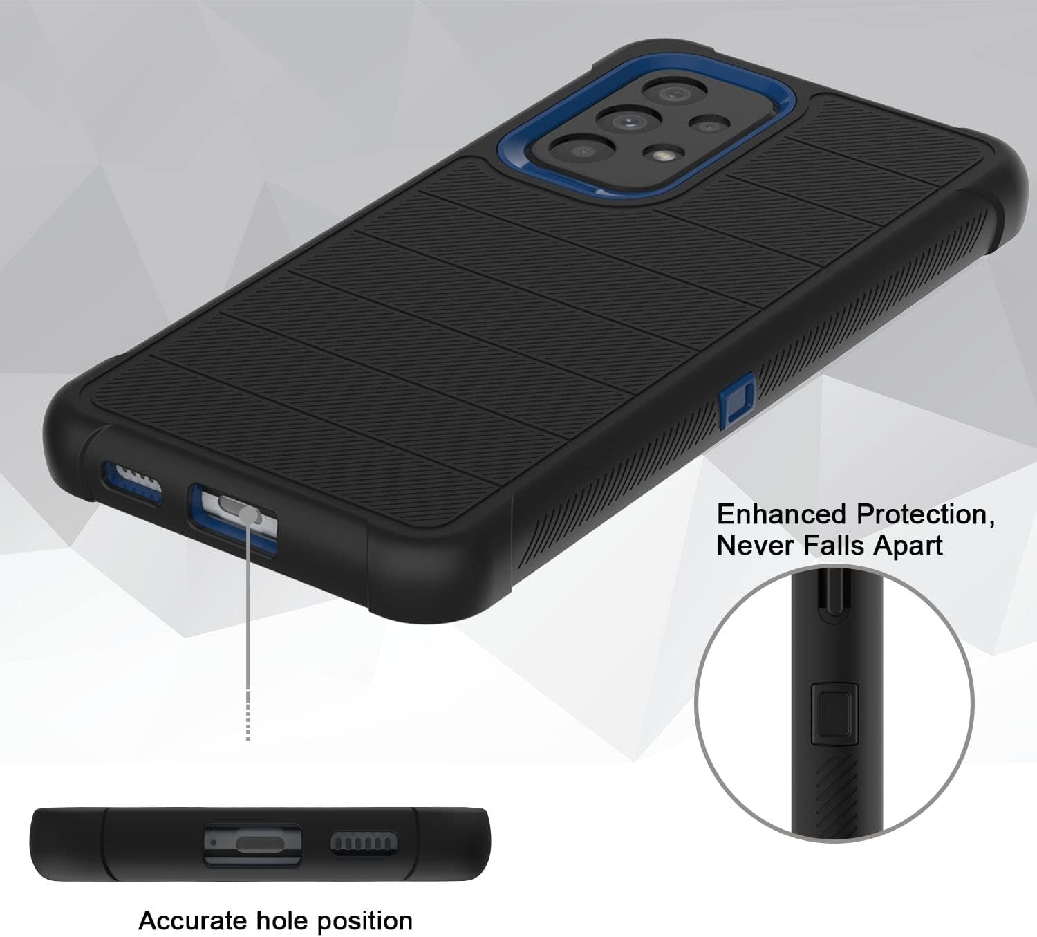 For Samsung Galaxy A53 5G Phone Case with Glass Screen Protector, [Holster Series] Belt Clip Protective Hard Tough Full Heavy Duty Rugged Military Shockproof Armor Cell Phone Cover (Black)