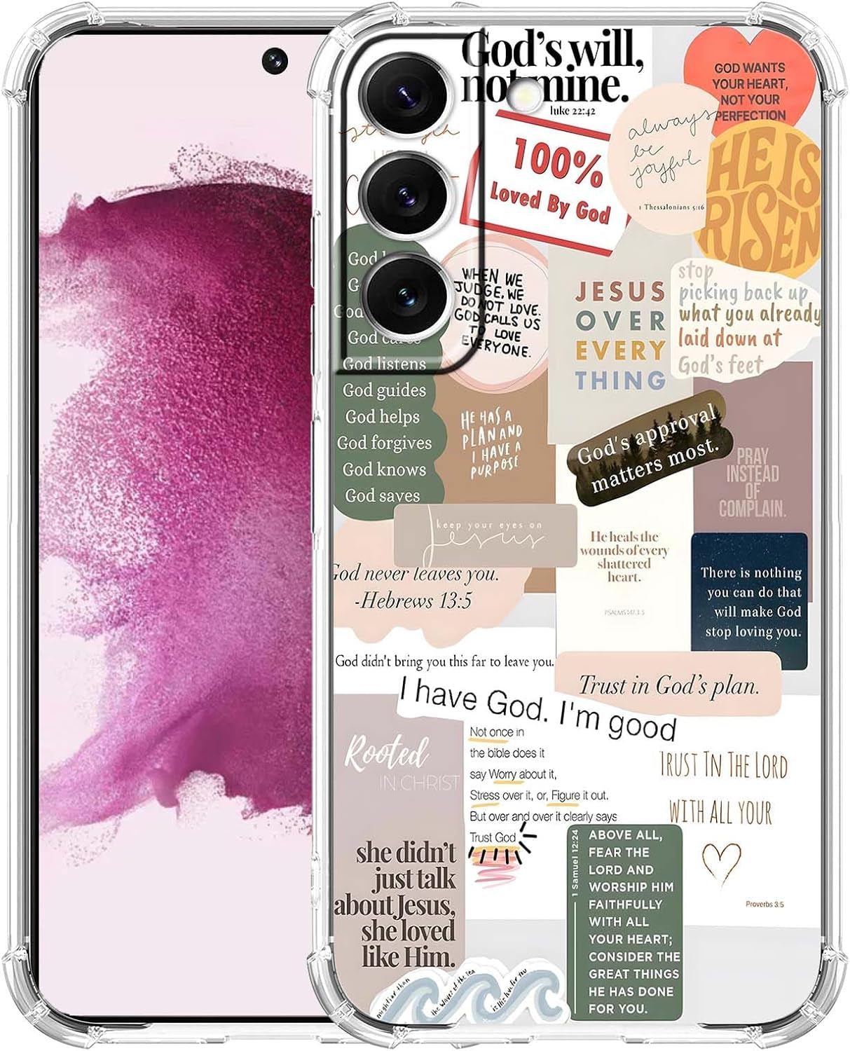 Bible Verses Case for Samsung Galaxy S22+,Jesus Inspiring Quotes Sayings for Christian,Soft TPU Bumper Case Compatible with Galaxy S22 Plus