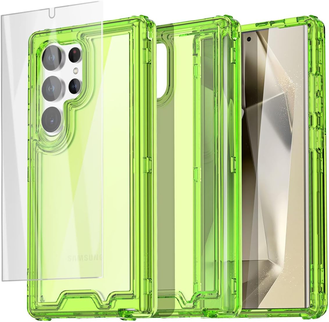 Aicase for Samsung Galaxy S24 Ultra Case with Glass Screen Protector,Heavy Duty Drop Protection Full Body Rugged Shockproof Military Protective Tough Durable Cover for Galaxy S24 Ultra 6.8" 5G 2024_1