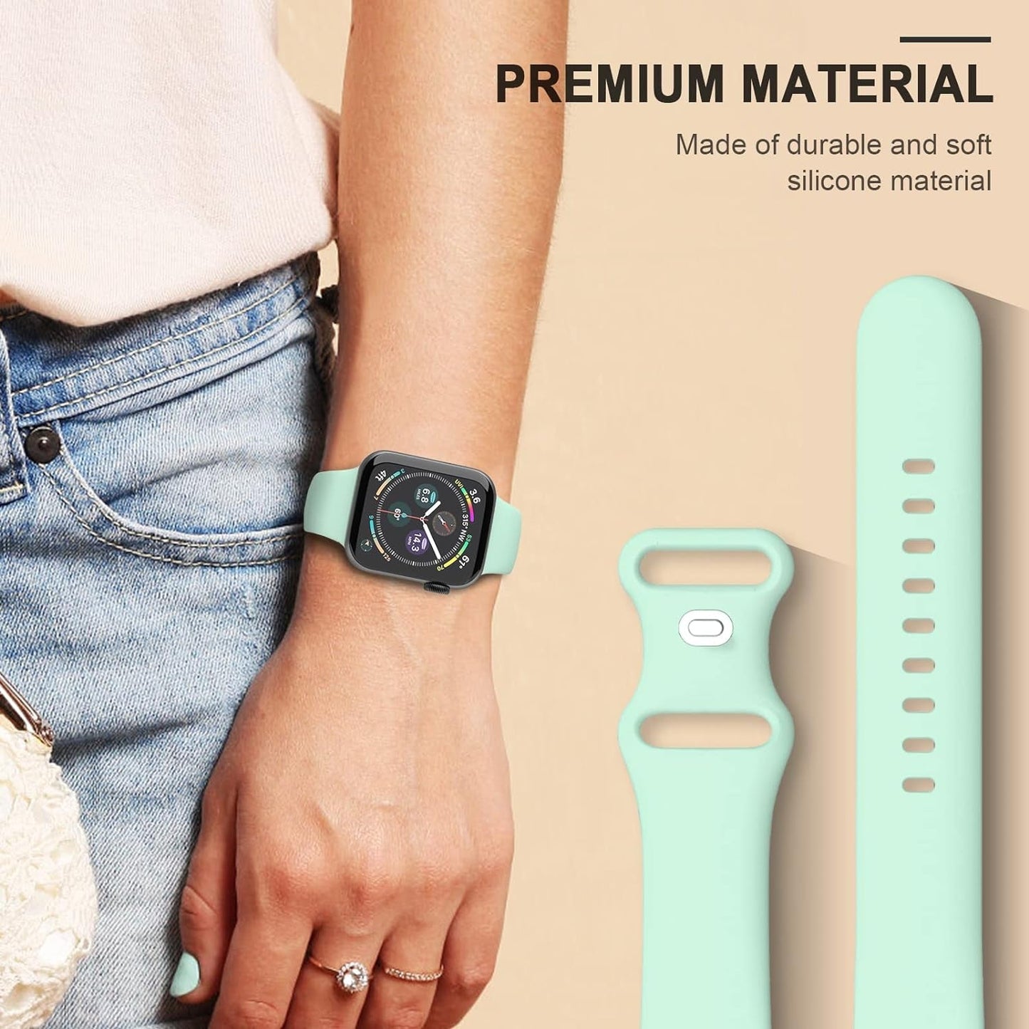 4 Pack Sport Bands Compatible with Apple Watch Bands Series 9, Watch Band for Women 38Mm 40Mm 41Mm 42Mm 44Mm 45Mm 49Mm,Soft Silicone Waterproof Strap for Iwatch Bands SE 8, 7, 6, 5, 4, 3, 2, 1