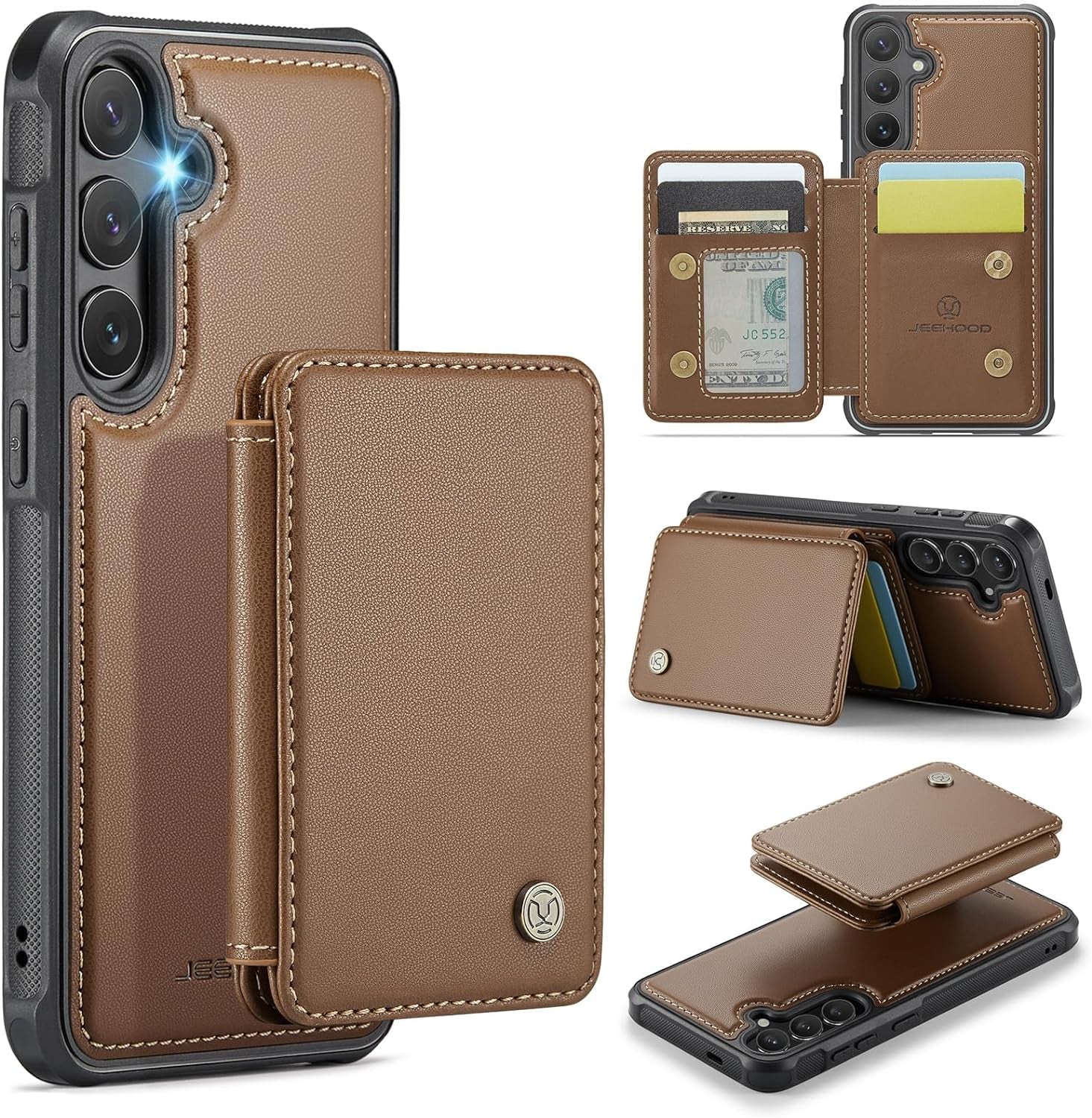 2 in 1 Detachable for Galaxy S24 plus 6.7" Case Wallet with Card Holder, RFID Blocking Kickstand Shockproof Case for Samsung S24+/Plus 5G, Rose Pink