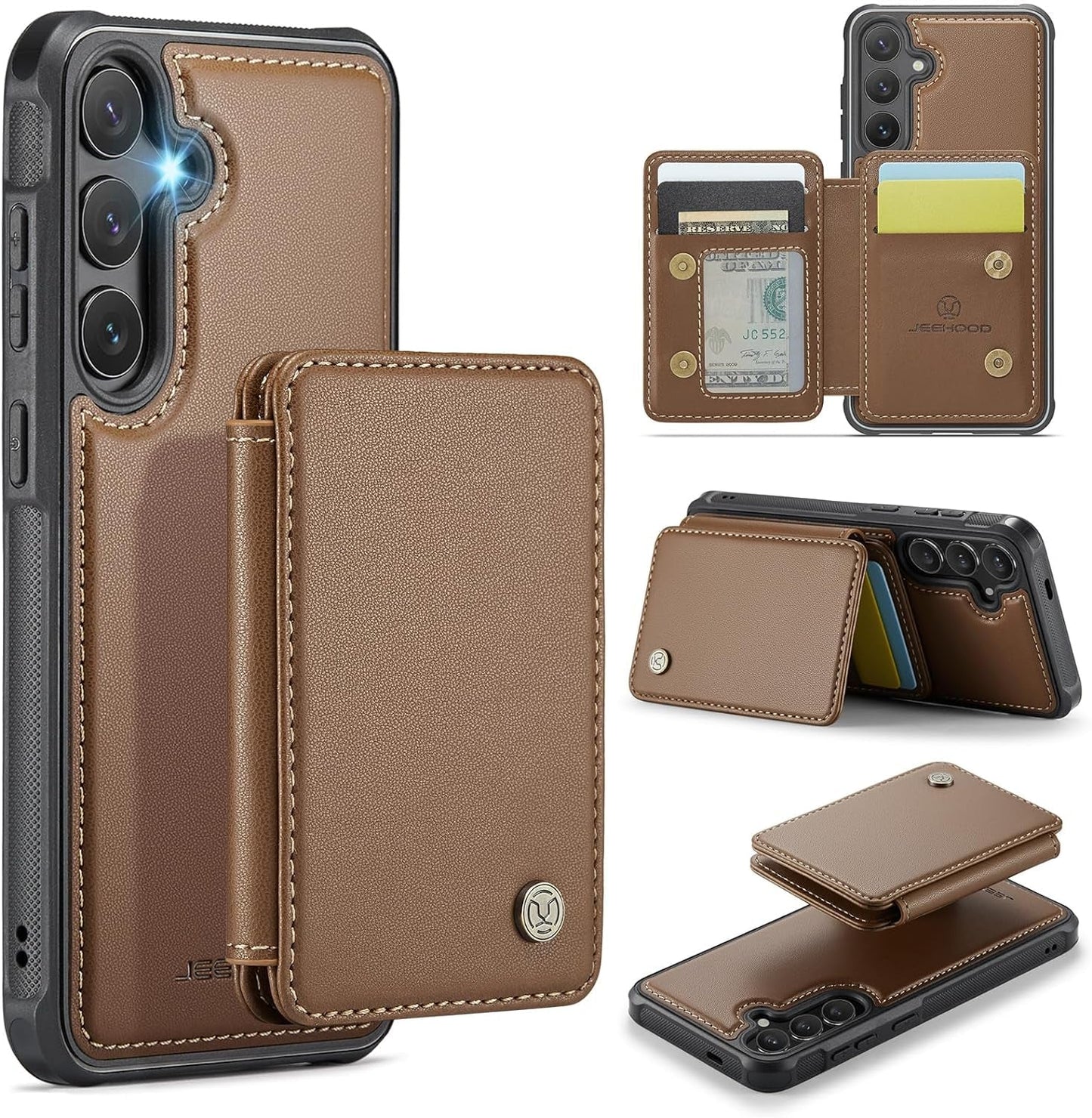 2 in 1 Detachable for Galaxy S24 plus 6.7" Case Wallet with Card Holder, RFID Blocking Kickstand Shockproof Case for Samsung S24+/Plus 5G, Rose Pink