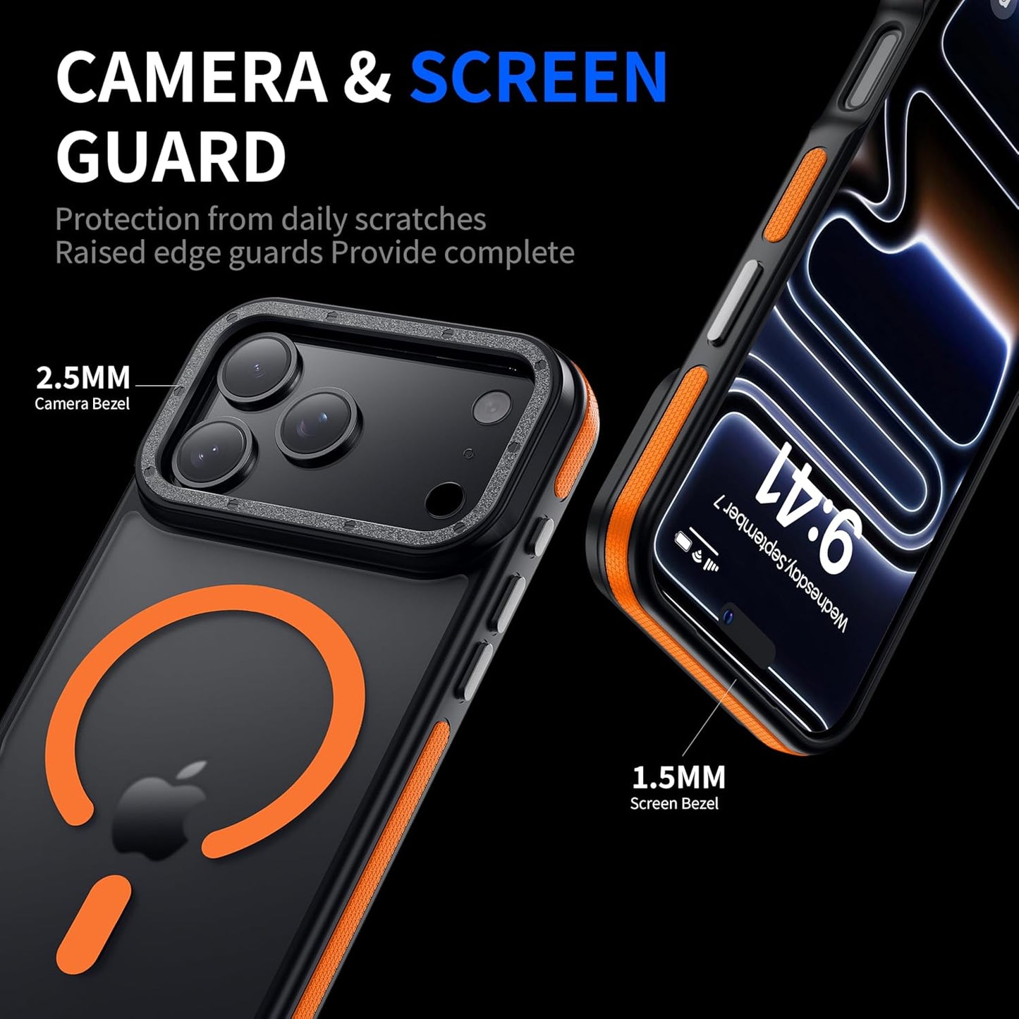 For Iphone 17 Pro Max Case with Camera Lens Protector[10Ft Military-Grade Protection] Compatible with Fit Magsafe Shockproof Slim Thin Cover Case for Iphone 17 Pro Max 6.9 Inch, Orange Bumper