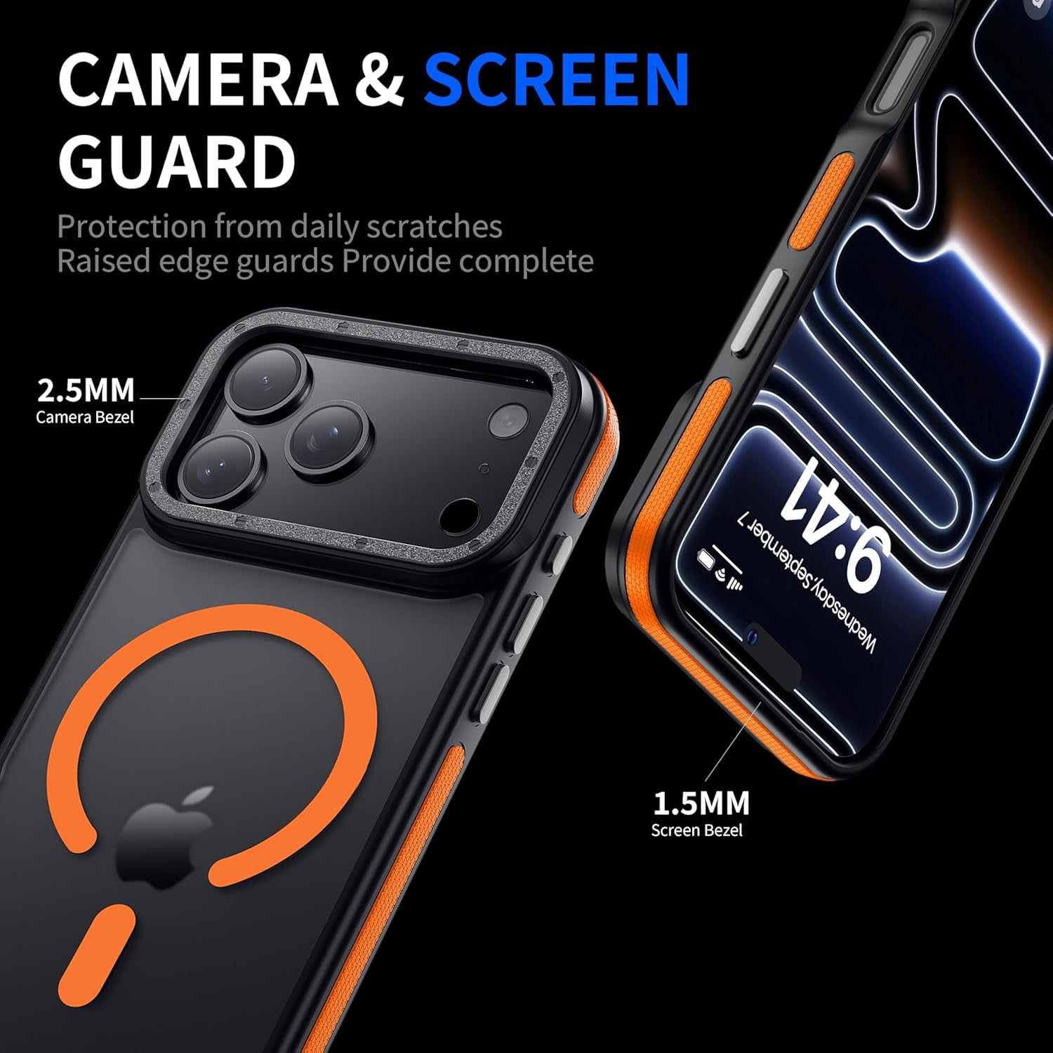 For Iphone 17 Pro Max Case with Camera Lens Protector[10Ft Military-Grade Protection] Compatible with Fit Magsafe Shockproof Slim Thin Cover Case for Iphone 17 Pro Max 6.9 Inch, Orange Bumper