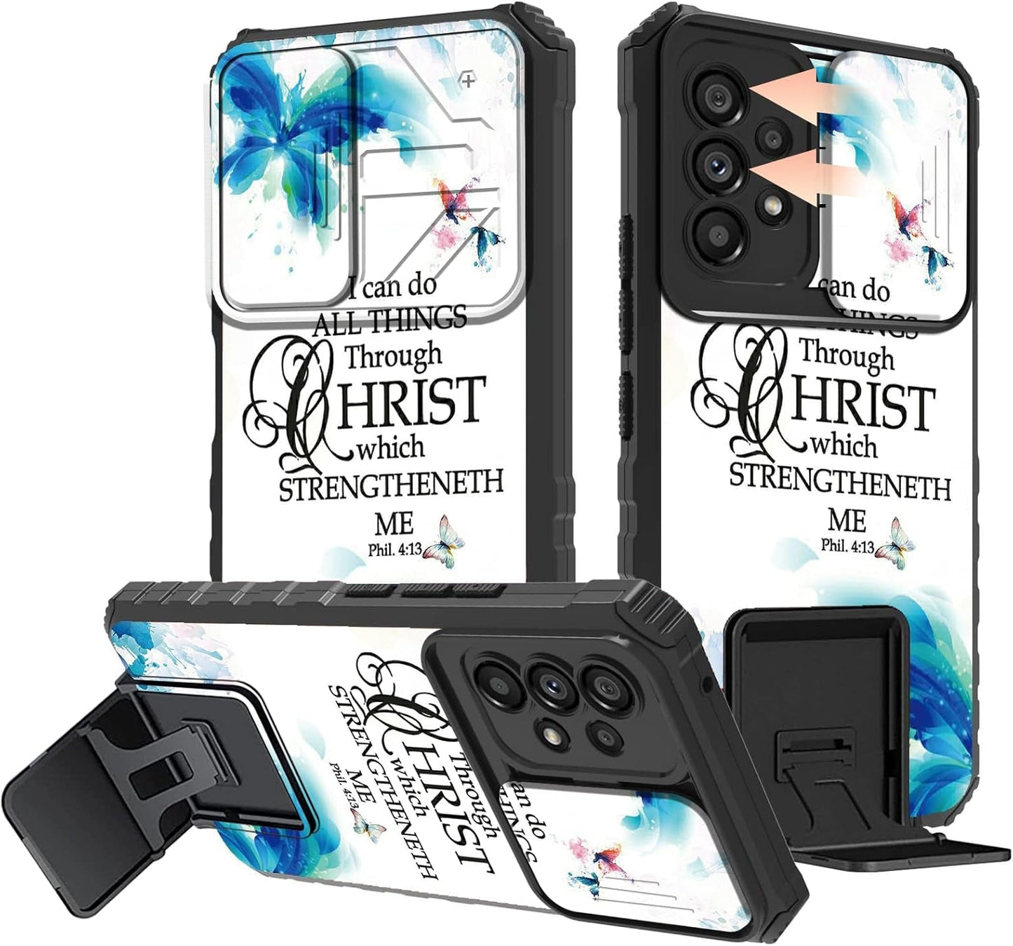 Galaxy A53 5G Phone Case with Slide Camera Cover Built-In Stand Kickstand Dual Layer Hybrid Shockproof Protective Case for Samsung Galaxy A53 5G, Retro Audio Cassette