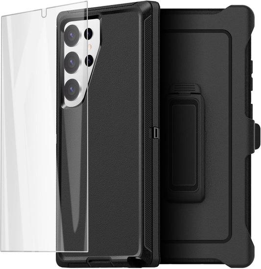 Aicase Belt-Clip Holster Case for Galaxy S24 Ultra with Screen Protector,Heavy Duty Drop Protection Full Body Rugged Shockproof/Dustproof Military Grade Tough Durable Cover for Samsung S24 Ultra