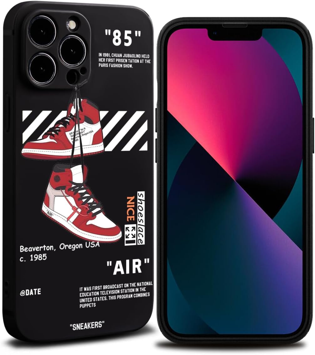 Cool Aesthetic Phone Case for Iphone 15 Pro Case for Boys Men Drop-Resistant Lens Protection Red Basketball Sneaker Street Design Shockproof Designer Cases Compatible with Iphone 15 Pro Case Black  VVVLGD   
