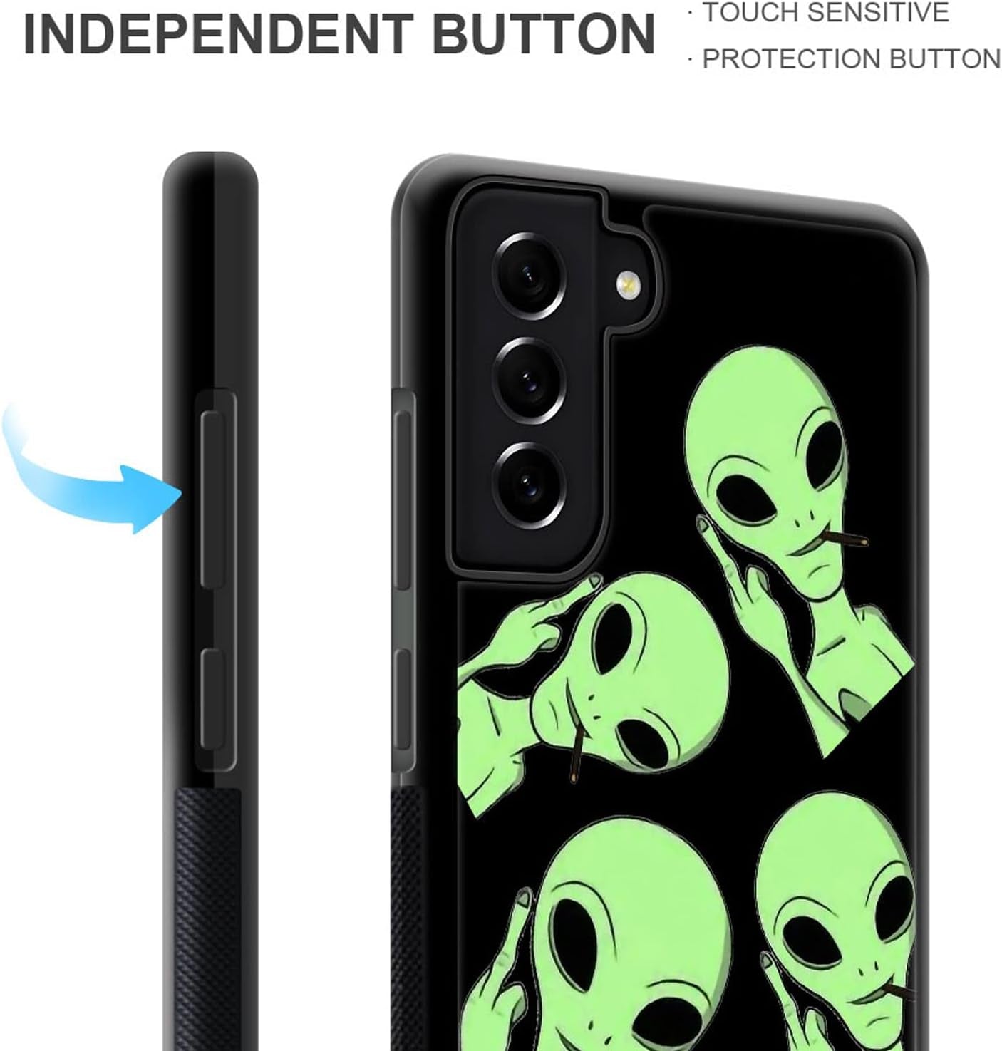 Compatible with Samsung Galaxy S22 plus Case with Arrogant Smoking Alien Pattern Design Plastic Samsung Galaxy S22 plus Case TPU Bumper Protective Case Samsung Galaxy S22 Plus