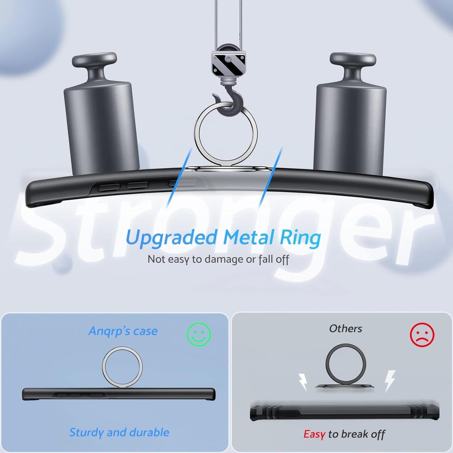 Anqrp Hidden Series Galaxy S22 Ultra Case 5G,[No Fall-Off Kickstand] 360°Metal Ring, 15Ft Military Grade Shockproof Protective Phone Case Designed for Samsung Galaxy S22 Ultra, Black