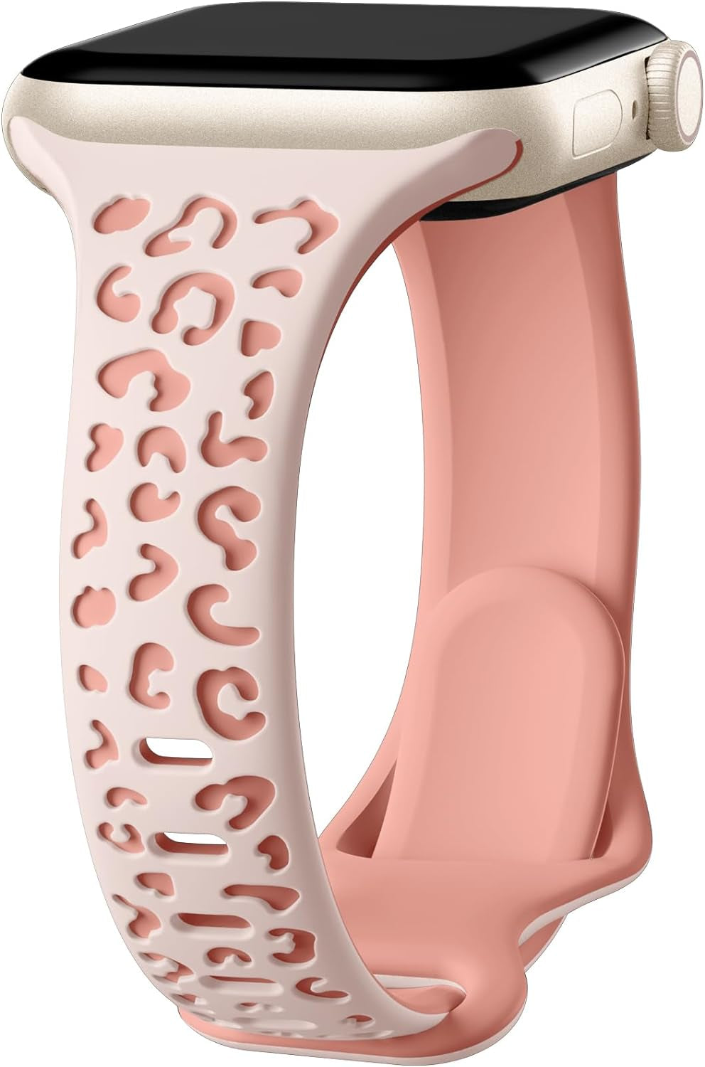 Daqin Slim Leopard Engraved Band Compatible with Apple Watch Bands 40Mm 38Mm 41Mm 44Mm 45Mm 42Mm Women, Soft Silicone Feminie Cheetah Thin Sport Wristbands for Iwatch Bands Series 9 8 7 6 5 4 3 2 1 SE