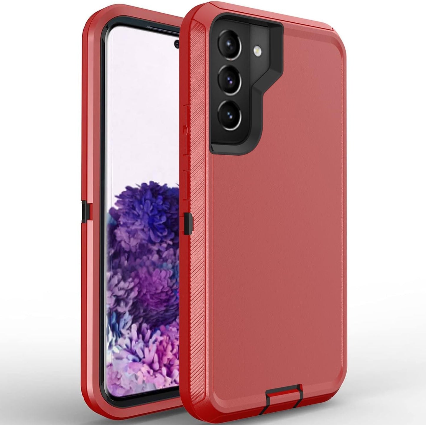 Galaxy S22 plus Case for Samsung Galaxy S22 plus Case Military Drop Shockproof Armor Heavy Duty Rugged 3 in 1 Protection Cover for Galaxy S22+ plus Phone Case (Purple+Rose Red)