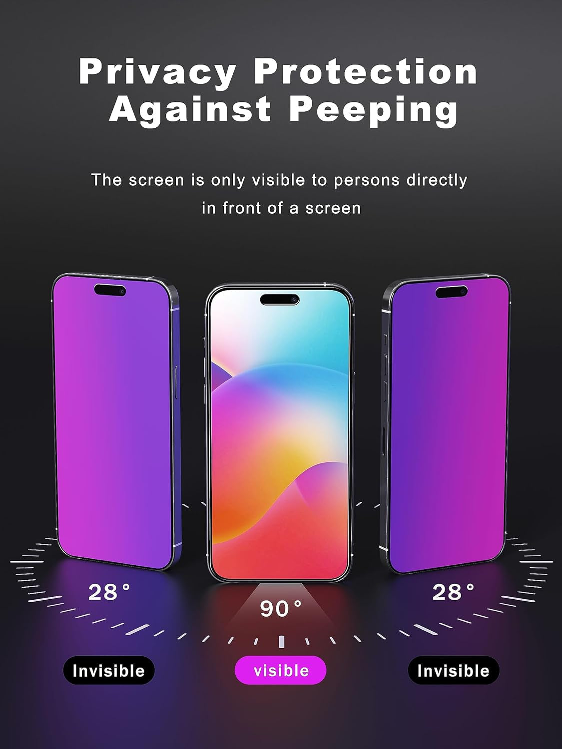 GIGIKISS Compatible for Iphone 15 Pro Max Privacy Screen Protector 6.7 Inch, Purple Gradient anti Spy anti Blue Light HD Screen Protector Tempered Glass Easy Installation  GIGIKISS   