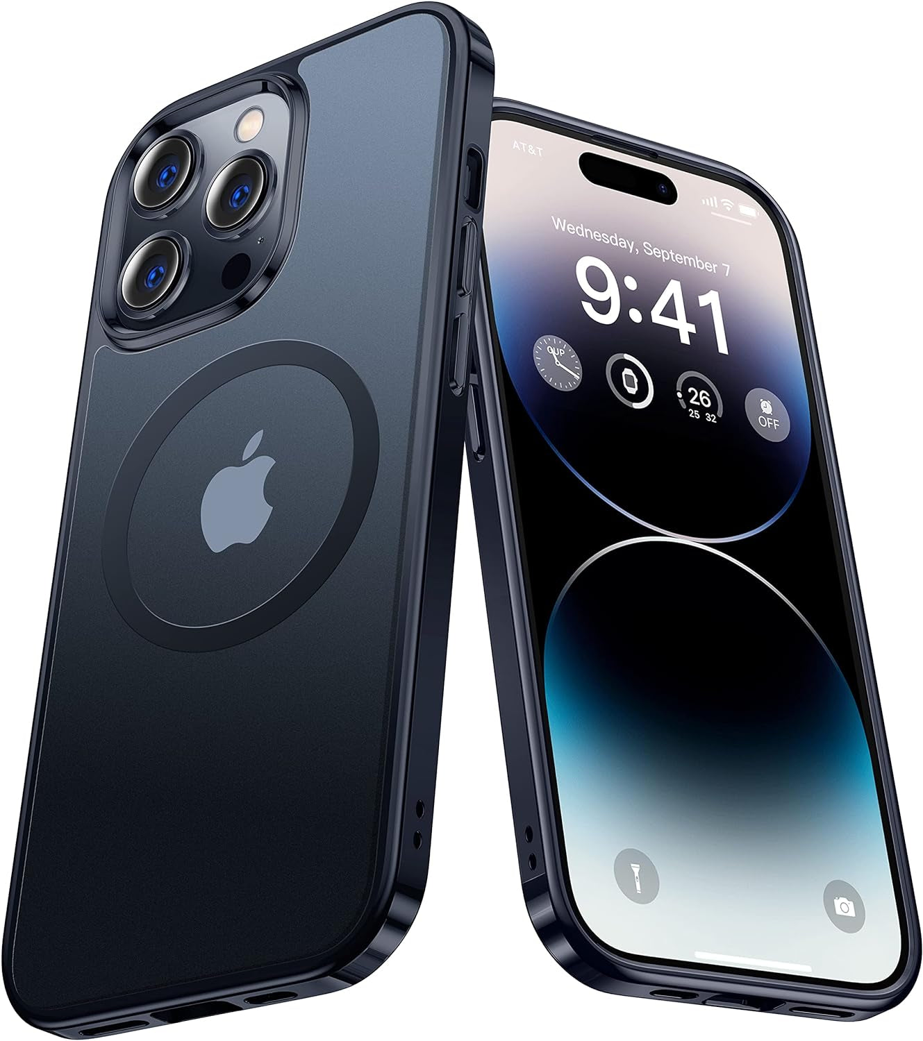 Alphex Polished Titanium for Magsafe Iphone 14 Pro Case, [12FT Military Grade Shockproof] Official Color Match for Iphone, Matte Back, Shockproof Bumper, Magnetic Phone Cover 6.1 Inch, Silver  Alphex A-Space Black Iphone 14 Pro 6.1" 