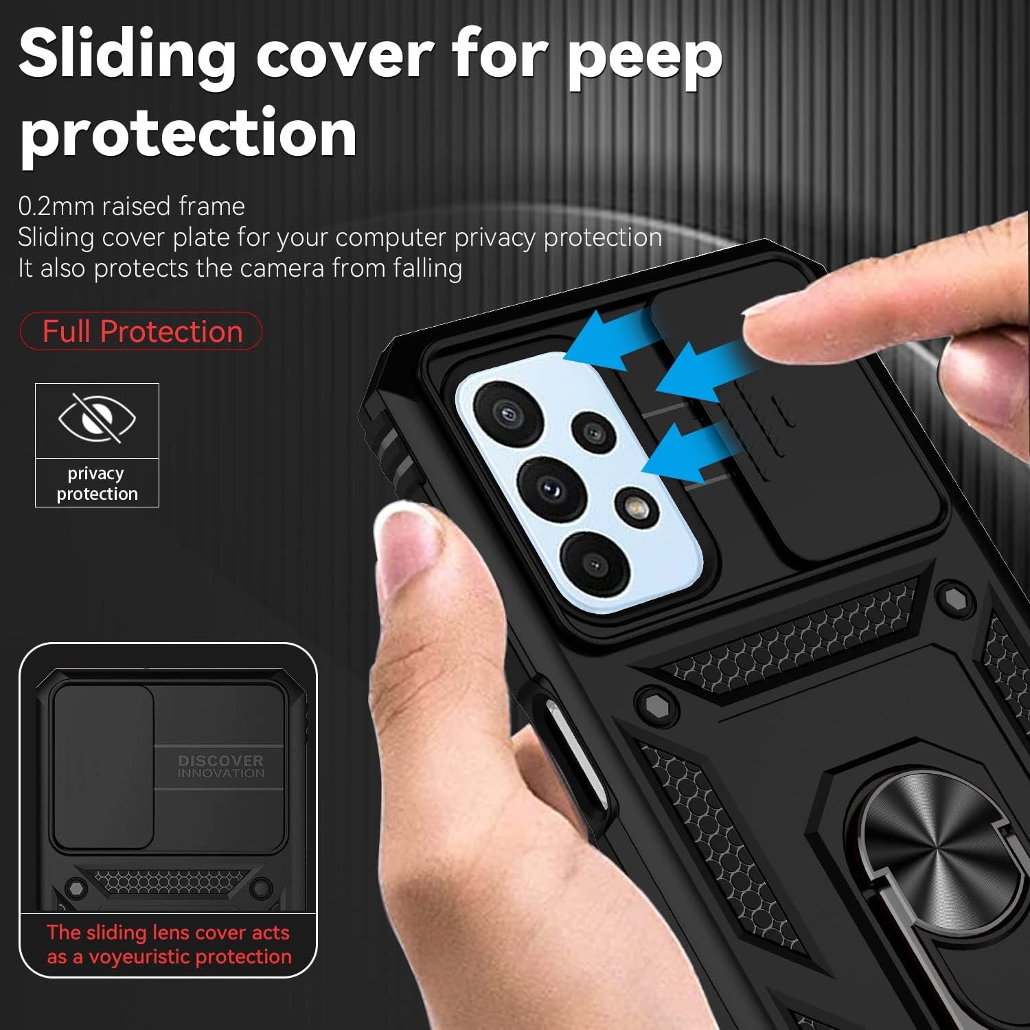 For Samsung Galaxy A53 5G Case with HD Screen Protector, Heavy Duty Shockproof Case with 360 ° Rotation Metal Kickstand [Military Grade] Protective Case for Samsung Galaxy A53 (Black)