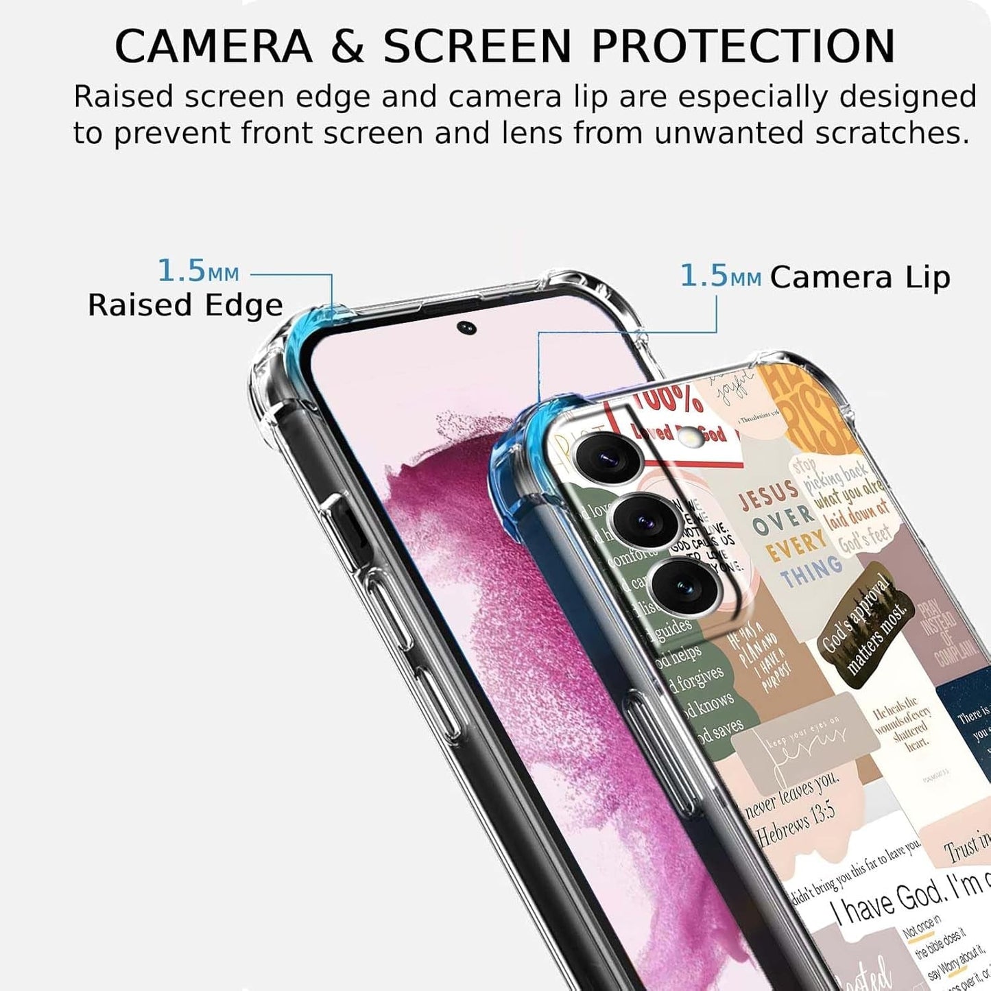 Bible Verses Case for Samsung Galaxy S22+,Jesus Inspiring Quotes Sayings for Christian,Soft TPU Bumper Case Compatible with Galaxy S22 Plus