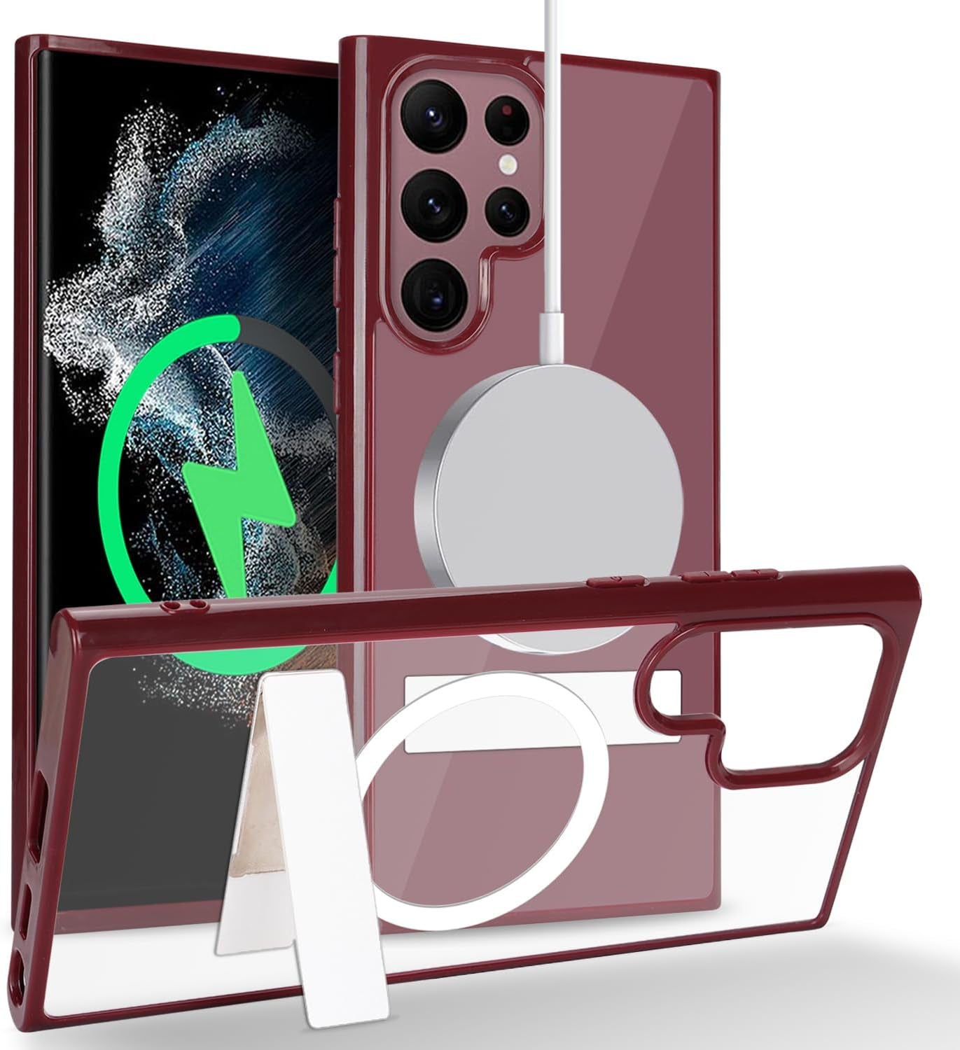 Cavor for Samsung Galaxy S22 Ultra Magsafe Case,S22 Ultra Case with Kickstand, Magnetic Case for Samsung S22 Ultra Phone Case, Full-Body Shockproof Slim Case for Women Men-Black