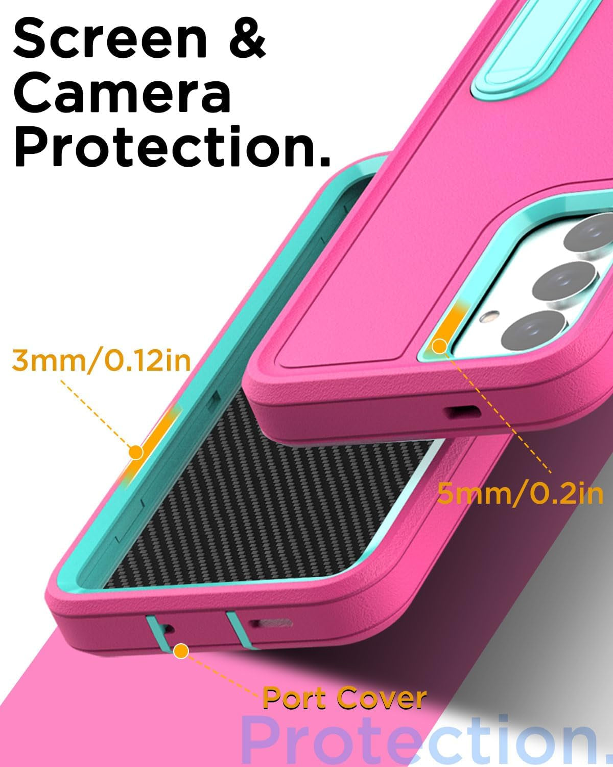 Aicase for Samsung Galaxy S24 Case 5G Built-In Stand with Glass Screen Protector,Heavy Duty Drop Protection Full Body Rugged Shockproof Military Protective Tough Durable Cover for Galaxy S24_6