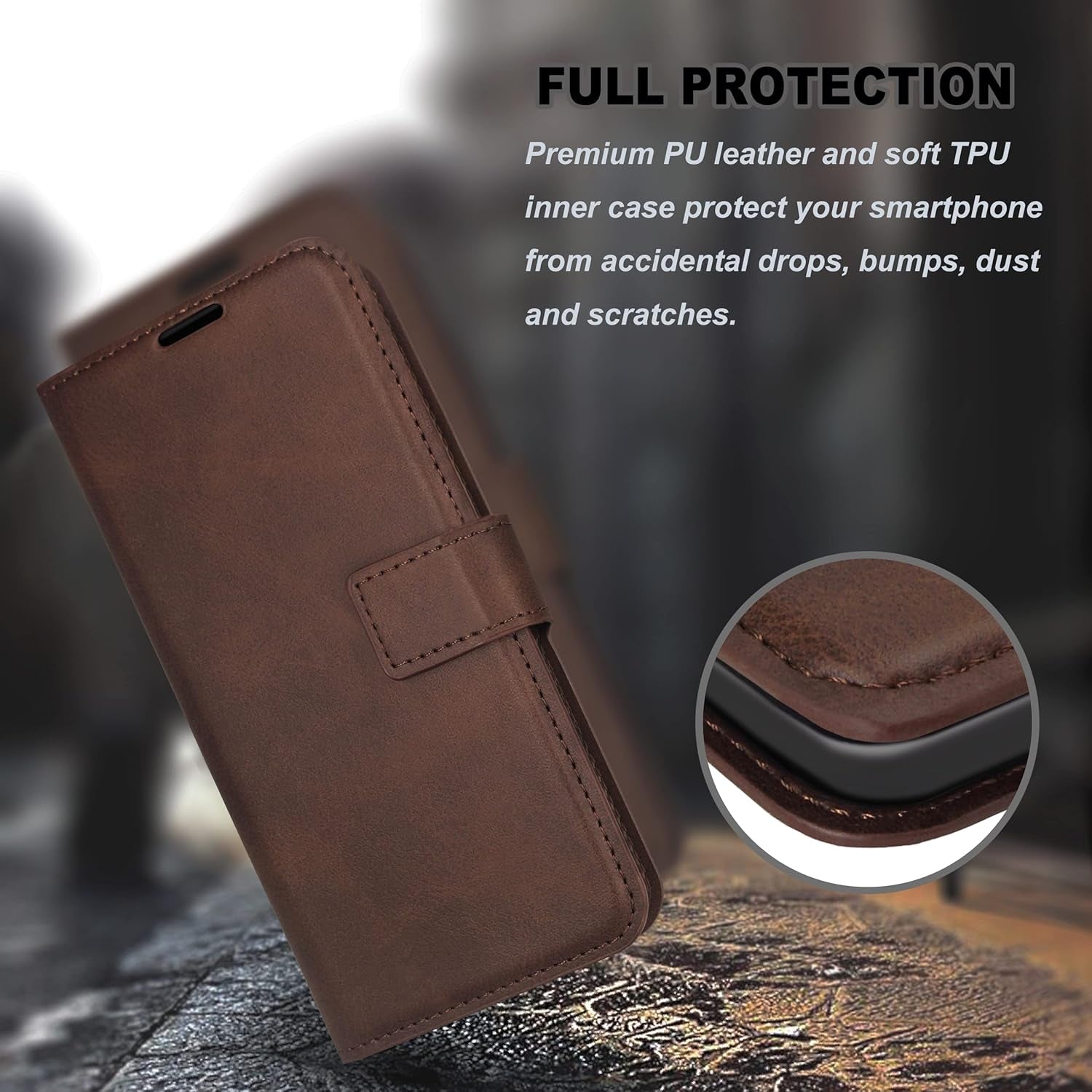 Case for Galaxy A53 5G, Samsung Galaxy A53 5G Leather Wallet Case Magnetic Folio Cover Kickstand Credit Card Holder Shockproof Phone Case for Men Compatible with Galaxy A53 5G (2022) Brown