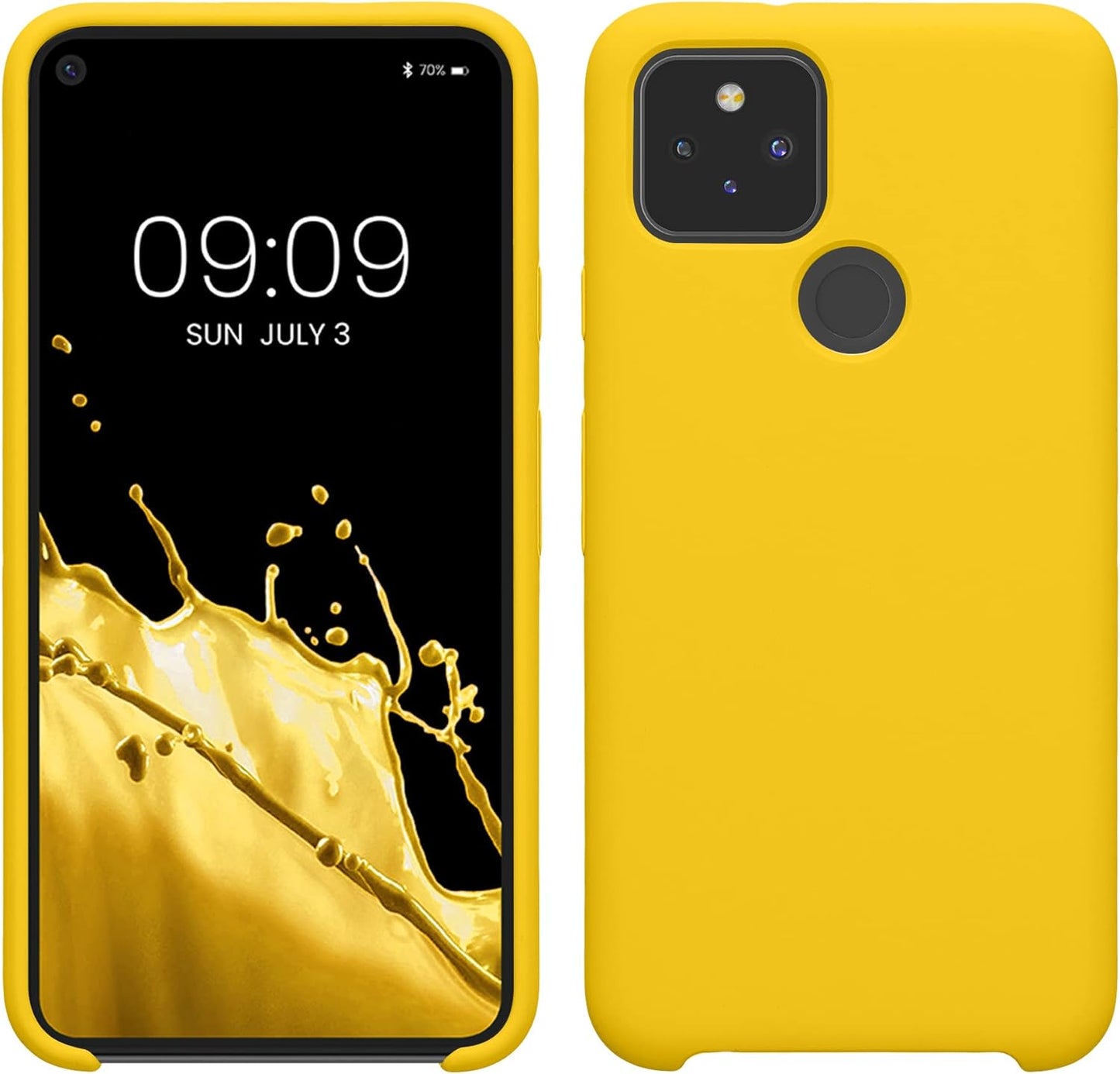 Kwmobile Case Compatible with Google Pixel 5 Case - TPU Silicone Phone Cover with Soft Finish - Blue Reef  KW-Commerce Radiant Yellow  