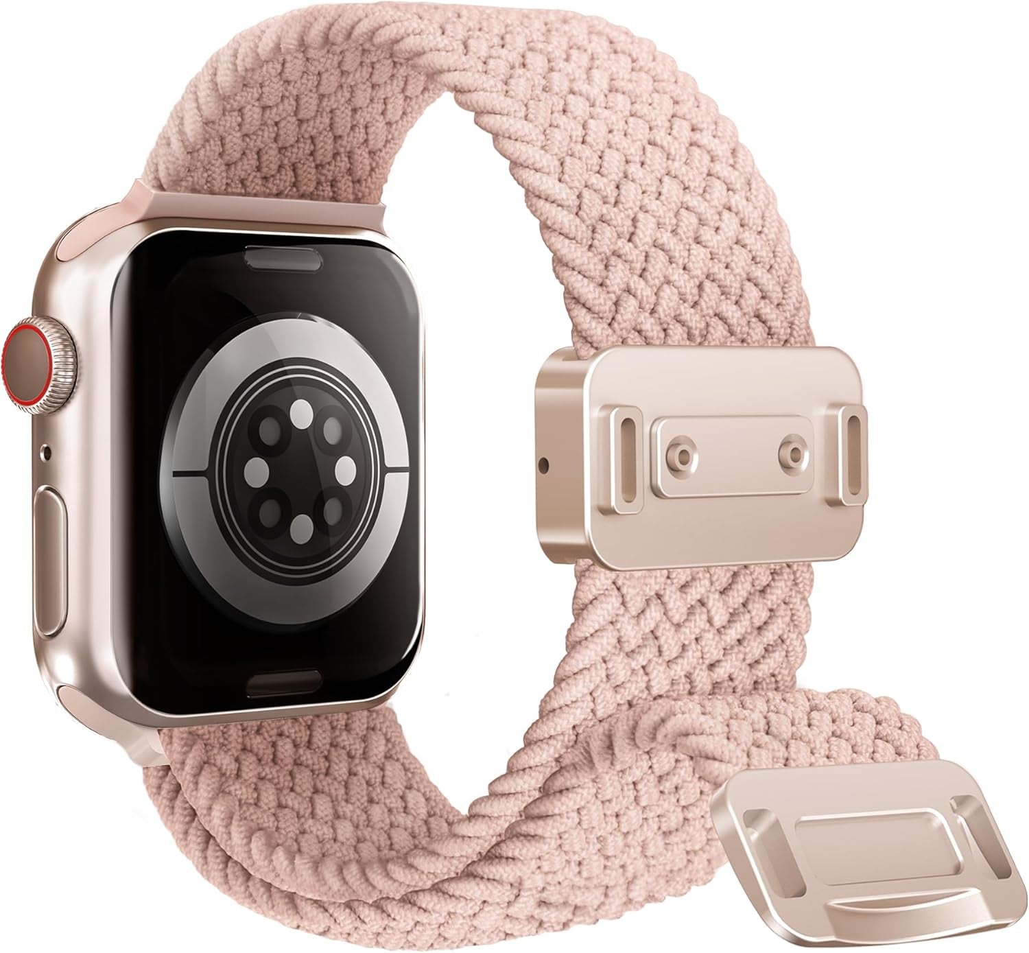 2 Pack Arae Magnetic Stretchy Watch Band Compatible for Apple Watch Band 38Mm 40Mm 41Mm,Comfortable Adjustable Strap Wristband for Iwatch Serie 9 8 7 6 5 4 SE 3 2 1 Ultra 1 2 Women,Starlight Nude Pink