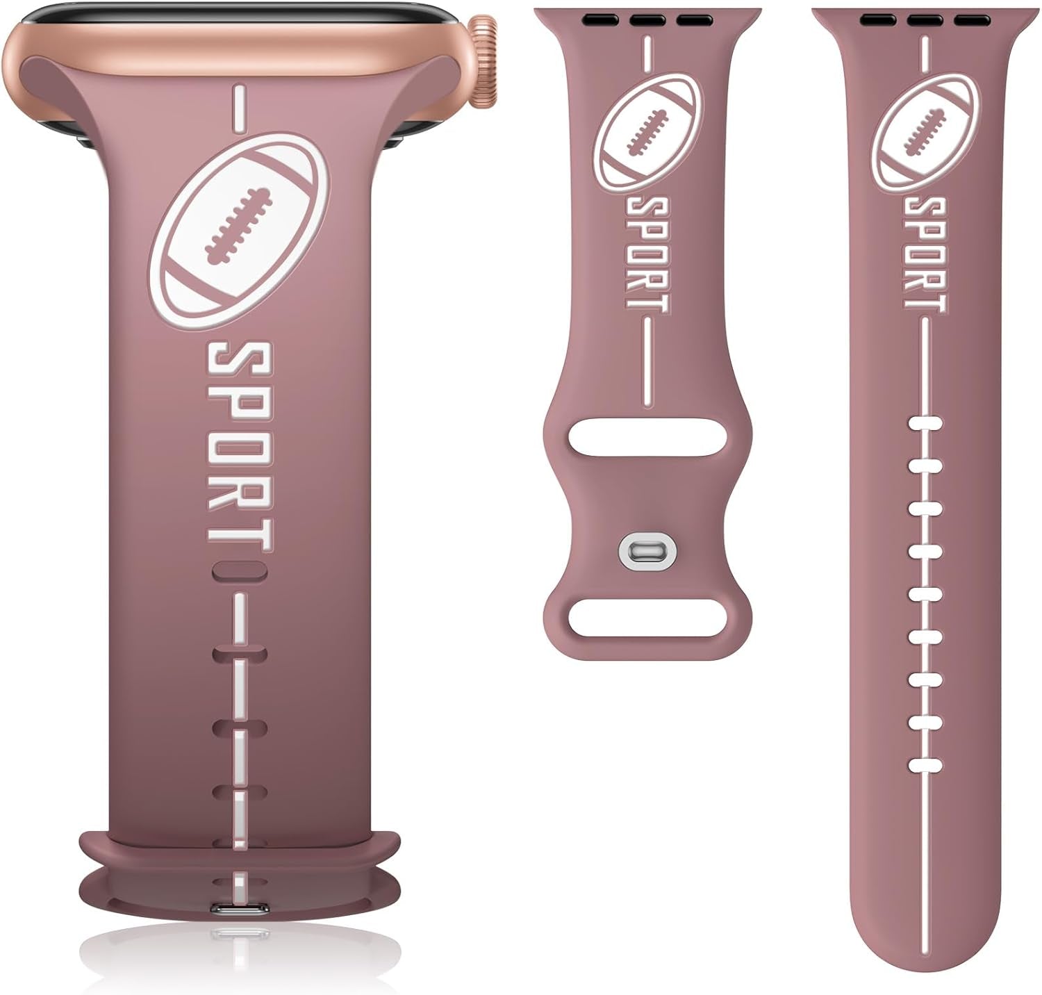 Designer Band for Apple Watch Band 38Mm 40Mm 41Mm 42Mm 44Mm 45Mm 49Mm Women Men,Silicone Waterproof Football Sport Strap for Iwatch Series 9 Ultra 8 7 6 5 4 3 2 1 SE Replacement Wristbands Grey Green