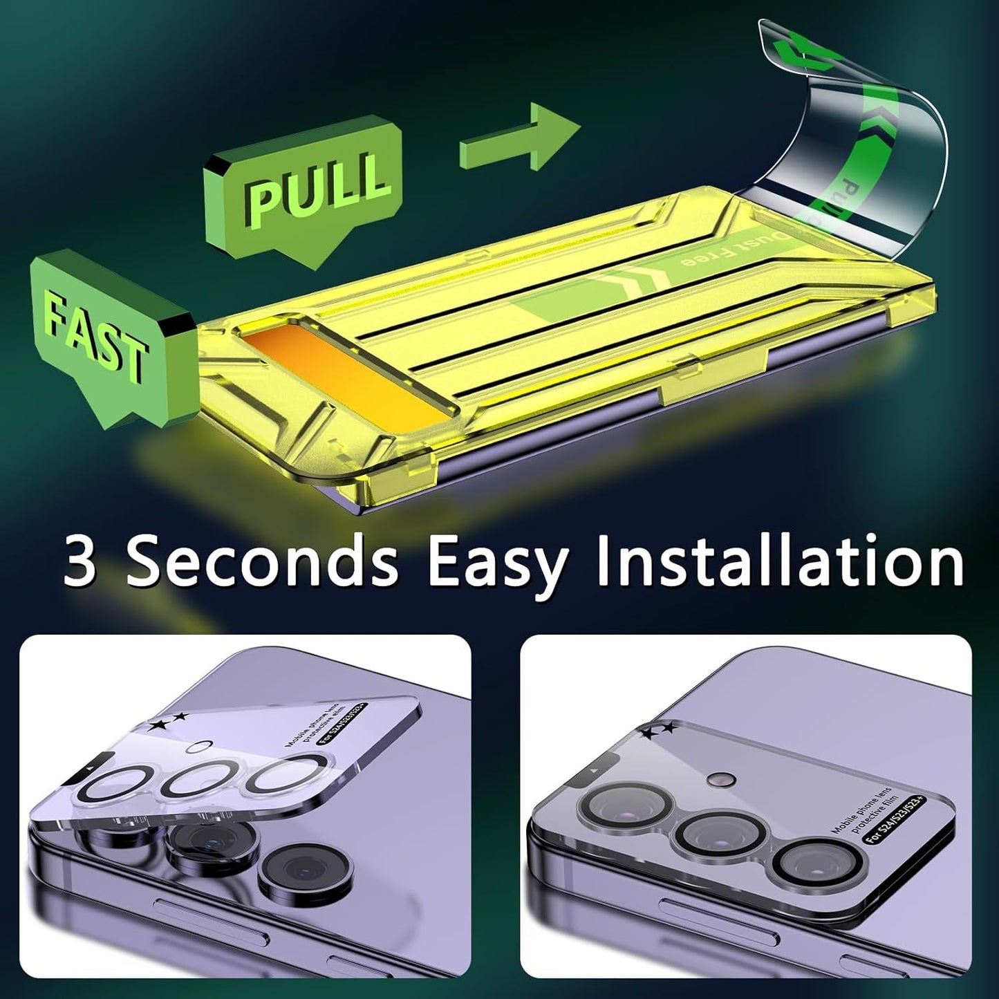 Fotbor [2+3 Pack for Samsung Galaxy S24 plus Screen Protector and Camera Lens Protector, [Dust-Free] Easy Installation, Fingerprint Unlocking Support, 6.7 Inch Tempered Glass, Case Friendly HD Clear