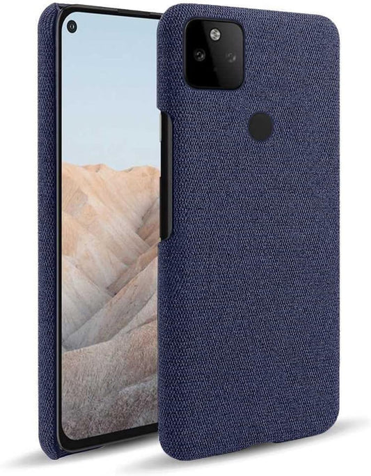 Fabric Case Compatible with Google Pixel 5A 5G - Case Hard Protective Phone Cover with Material Texture -Blue  Mekirw Blue  