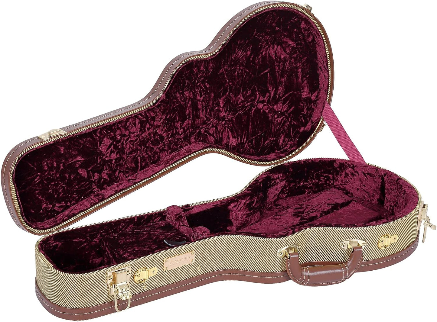 Crossrock Hard-Shell Wood Case for Les Paul Electric Guitars with Removable Shoulder Straps-Tweed(Crw700Ltw)  Crossrock Tweed F-Style Mandolin 