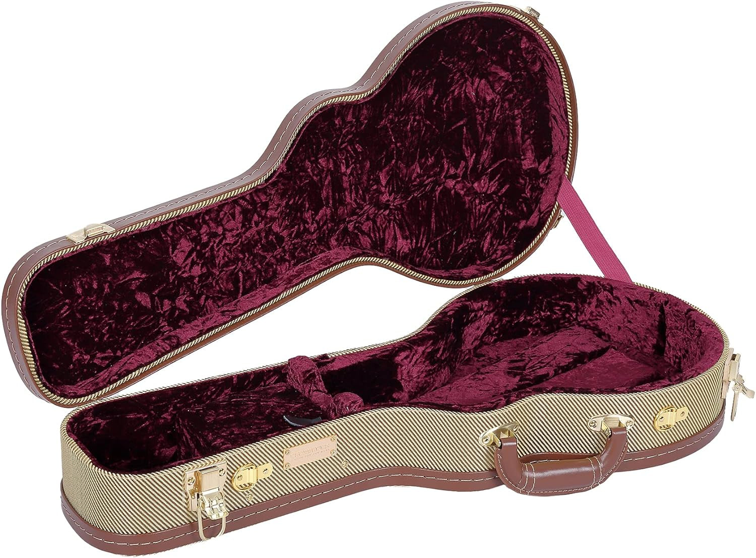 Crossrock Hard-Shell Wood Case for Les Paul Electric Guitars with Removable Shoulder Straps-Tweed(Crw700Ltw)  Crossrock Tweed F-Style Mandolin 