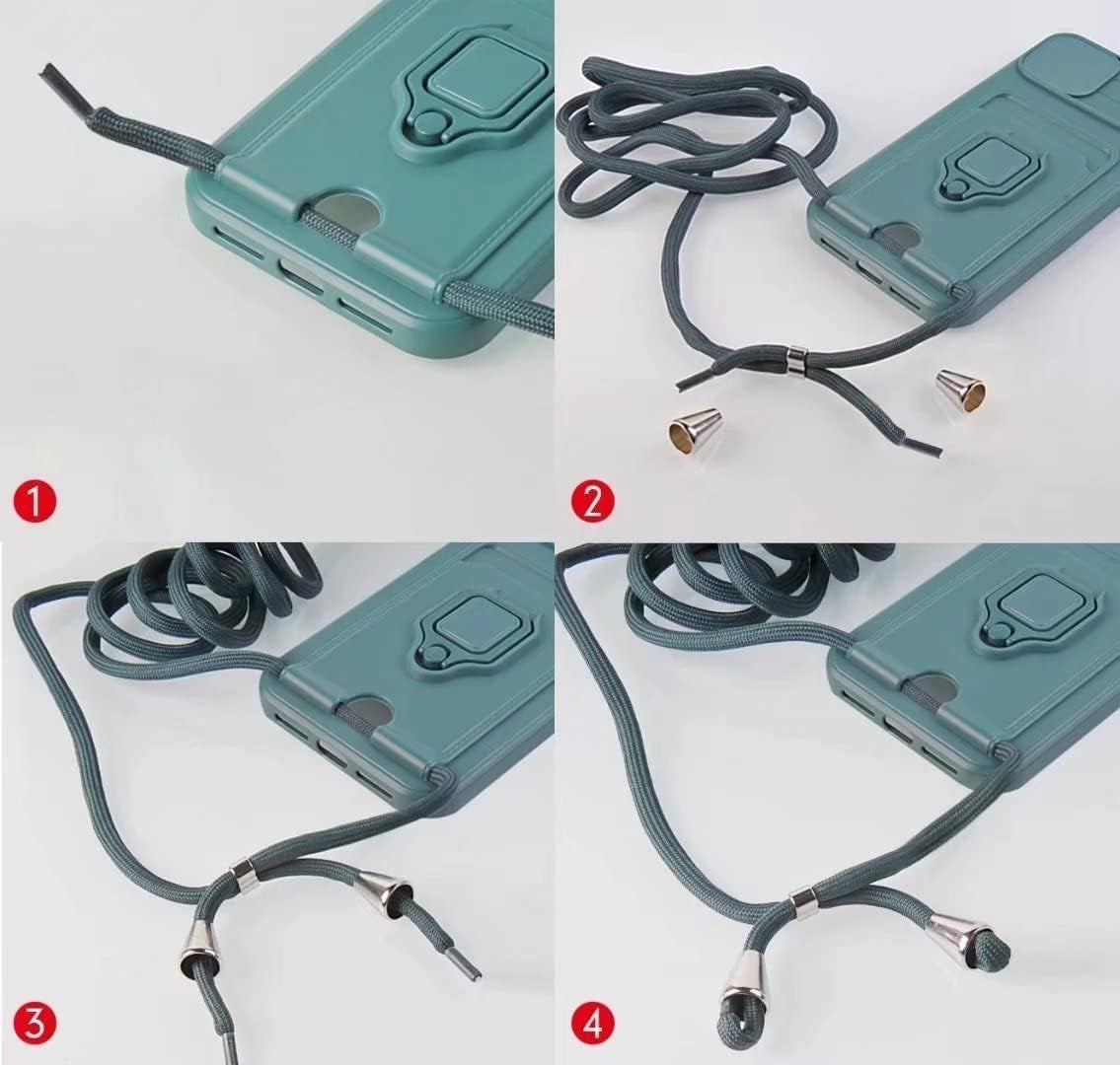 Crossbody Strap Case for Samsung Galaxy A53 5G with Card Holder Magnetic Ring Kickstand, Adjustable Lanyard Silicone Shockproof Protective Camera Cover for Samsung Galaxy A53 5G 6.5". Black