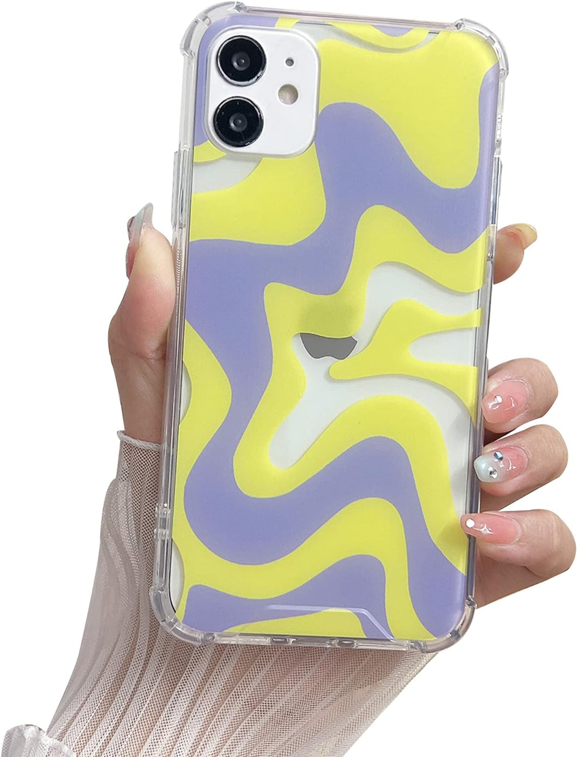 Ginkgonut Compatible with Iphone 14 Pro Case, Fashion Simple Cute Wavy Pattern Case for Women Girls Soft Tpu+Hard PC Protection Case for Iphone 14 Pro-Blue  Ginkgonut   