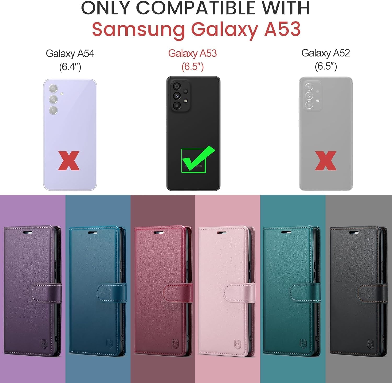 For Samsung Galaxy A53 5G Wallet Case with RFID Blocking Credit Card Holder, PU Leather Folio Flip Kickstand Protective Shockproof Cover Women Men for Samsung A53 Phone Case(Red)