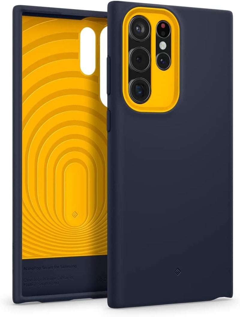 Caseology Nano Pop Silicone Case Compatible with Samsung Galaxy S22 Ultra Case 5G (2022) - Blueberry Navy