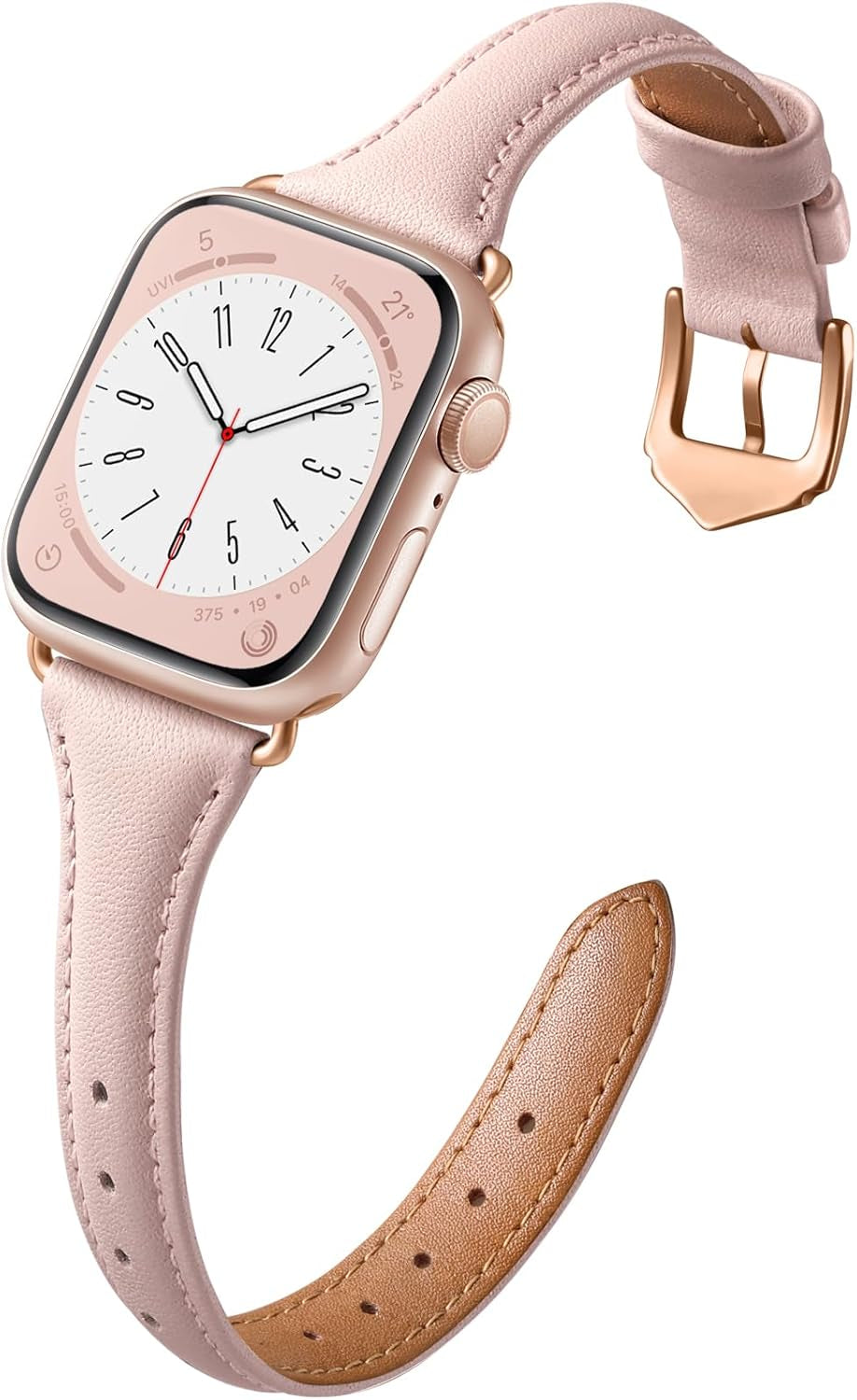 Daqin Slim Leather Band Compatible with Apple Watch Bands for Women 40Mm 38Mm 41Mm 42Mm 44Mm 45Mm 49Mm, Top Grain Genuine Leather Strap Thin Wristband for Iwatch Bands for Women Series 9 8 7 6 5 4 3 2 1 SE Ultra 2