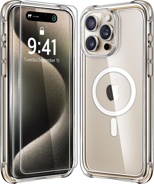 Mkeke Magnetic Clear for Iphone 15 Pro Max Case,[Compatible with Magsafe][Not-Yellowing] with 2X Screen Protector Shockproof Phone Case 2023  Shenzhen Make Technology Company Limited   