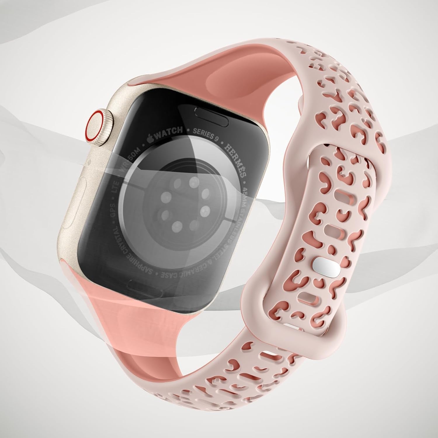 Daqin Slim Leopard Engraved Band Compatible with Apple Watch Bands 40Mm 38Mm 41Mm 44Mm 45Mm 42Mm Women, Soft Silicone Feminie Cheetah Thin Sport Wristbands for Iwatch Bands Series 9 8 7 6 5 4 3 2 1 SE