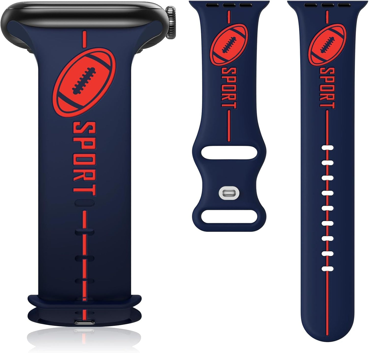 Designer Band for Apple Watch Band 38Mm 40Mm 41Mm 42Mm 44Mm 45Mm 49Mm Women Men,Silicone Waterproof Football Sport Strap for Iwatch Series 9 Ultra 8 7 6 5 4 3 2 1 SE Replacement Wristbands Grey Green