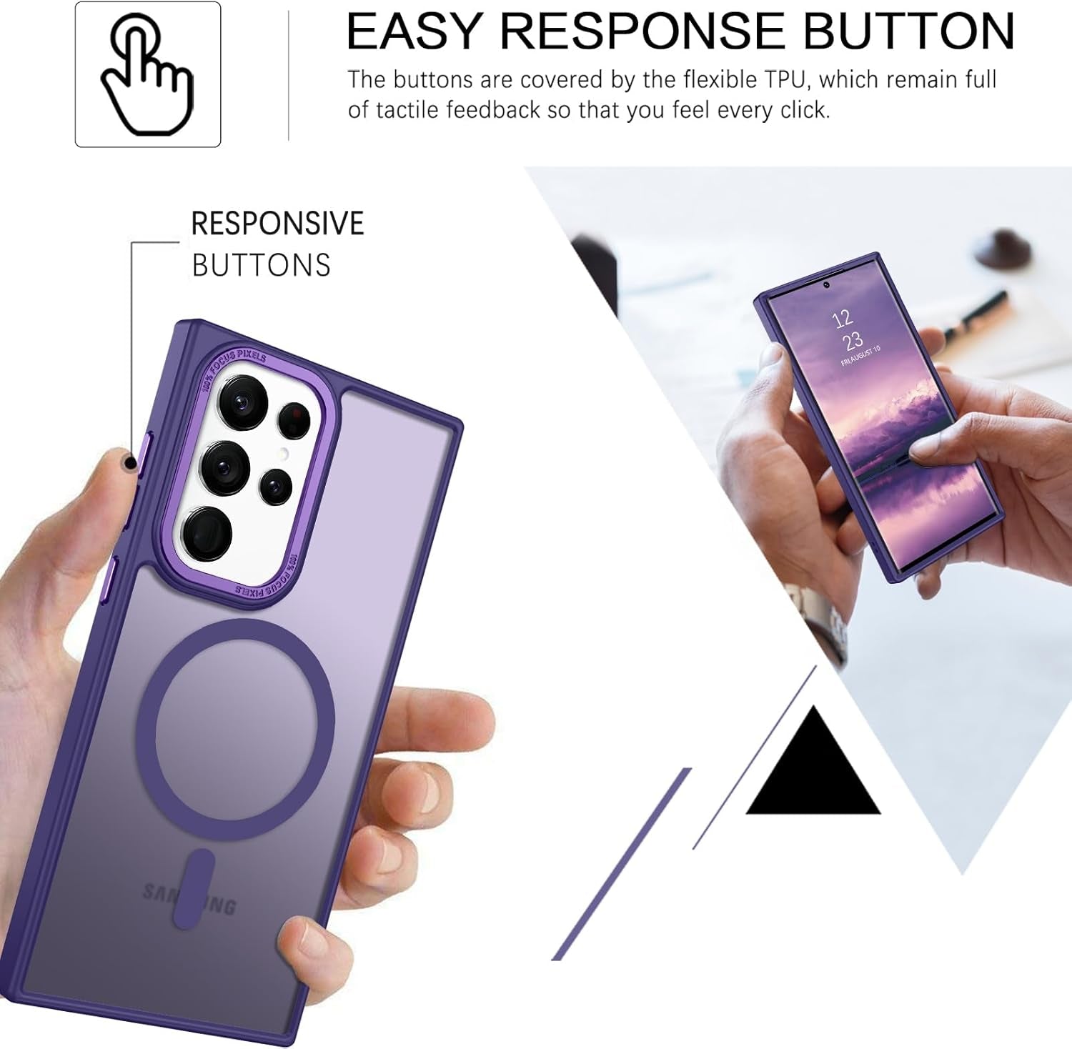 BENTOBEN for Samsung S22 Ultra Case, S22 Ultra Magnetic Case [Compatible with Magsafe] Translucent Matte Slim Shockproof Women Men Protective Case Cover for Samsung Galaxy S22 Ultra 6.8",Purple