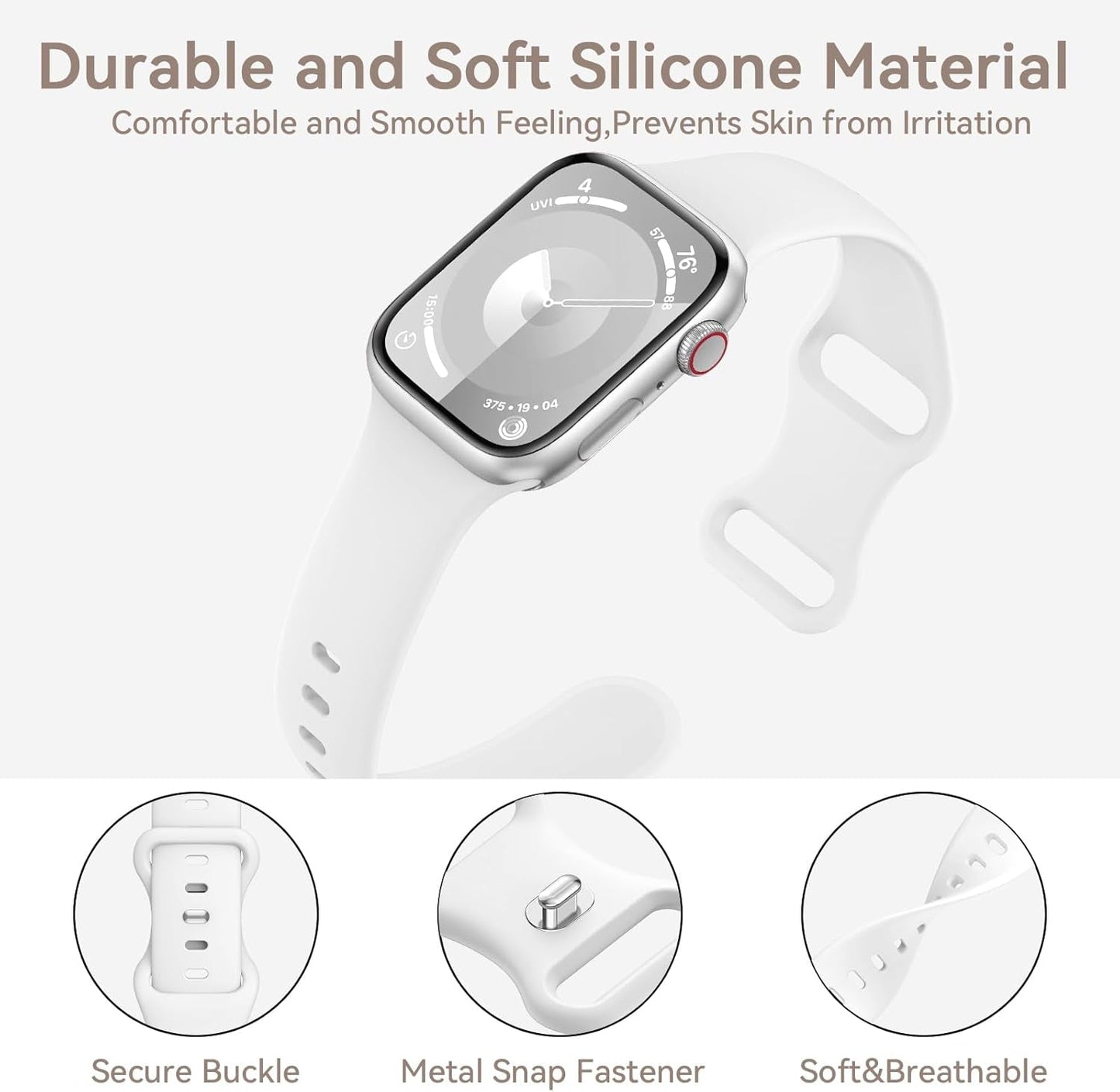 4 Pack Sport Bands Compatible with Apple Watch Bands Series 9, Watch Band for Women 38Mm 40Mm 41Mm 42Mm 44Mm 45Mm 49Mm,Soft Silicone Waterproof Strap for Iwatch Bands SE 8, 7, 6, 5, 4, 3, 2, 1