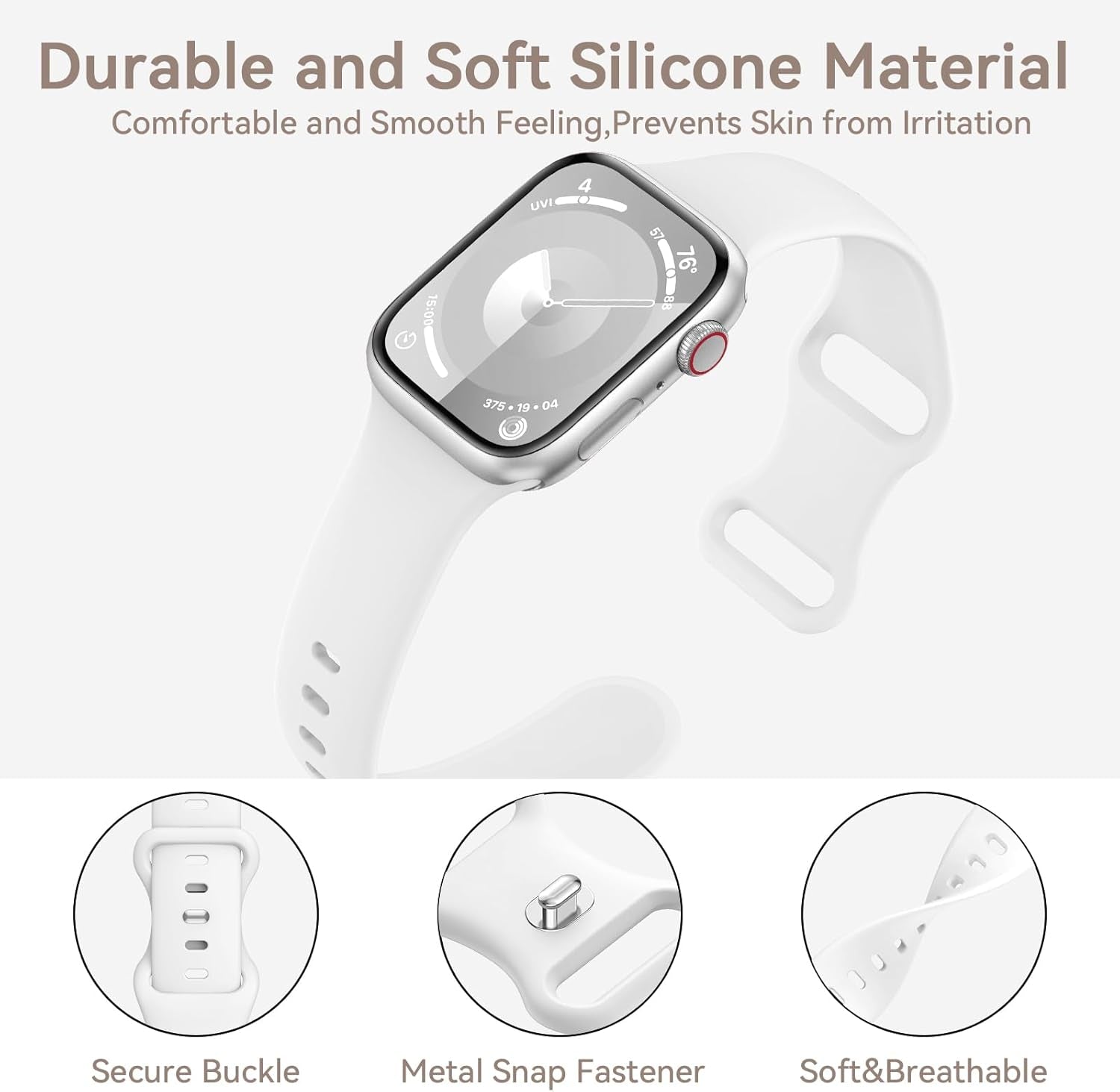 4 Pack Sport Bands Compatible with Apple Watch Bands Series 9, Watch Band for Women 38Mm 40Mm 41Mm 42Mm 44Mm 45Mm 49Mm,Soft Silicone Waterproof Strap for Iwatch Bands SE 8, 7, 6, 5, 4, 3, 2, 1